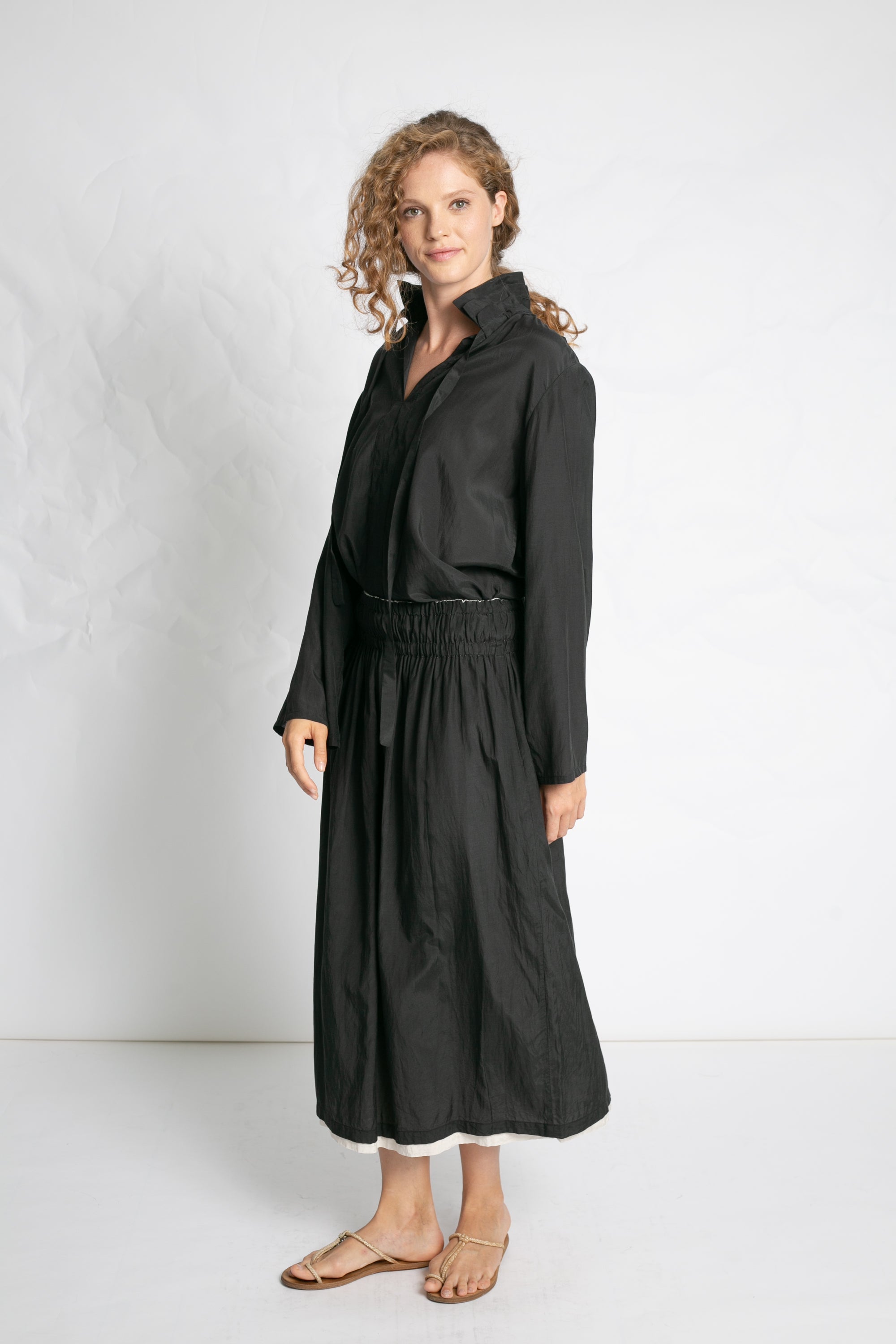 BLOUSES/SHIRTS/TOPS Light Cotton Bow Blouse in Black Les Filles d'Ailleurs