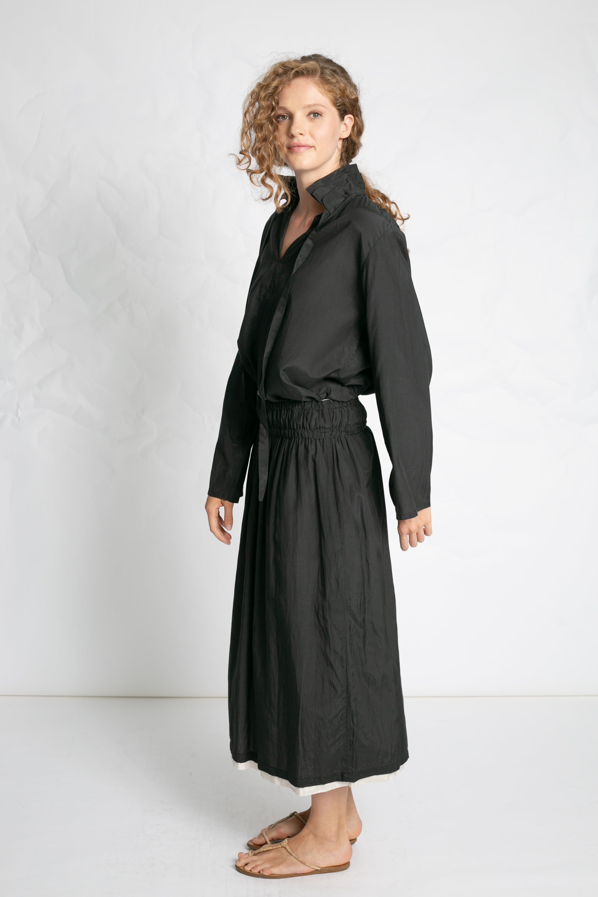 BLOUSES/SHIRTS/TOPS Light Cotton Bow Blouse in Black Les Filles d'Ailleurs