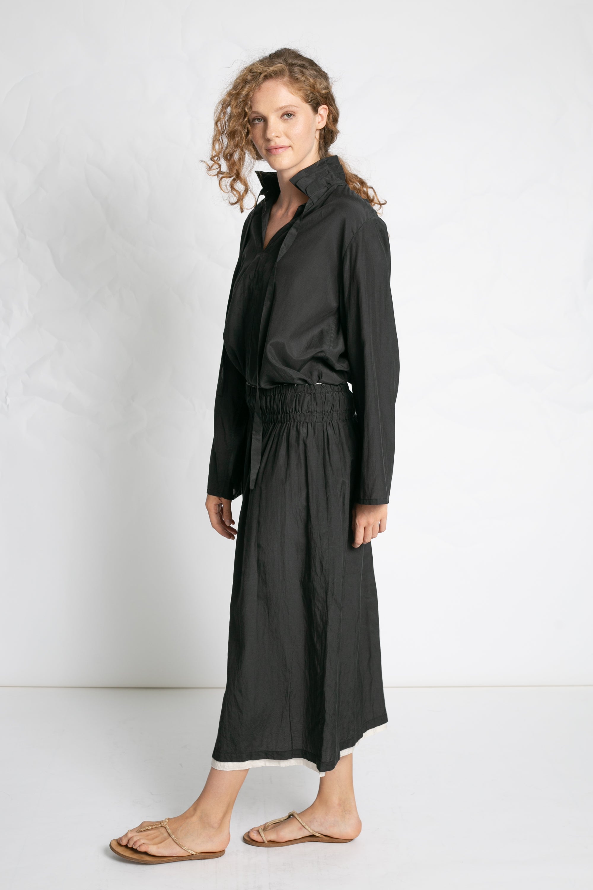 BLOUSES/SHIRTS/TOPS Light Cotton Bow Blouse in Black Les Filles d'Ailleurs