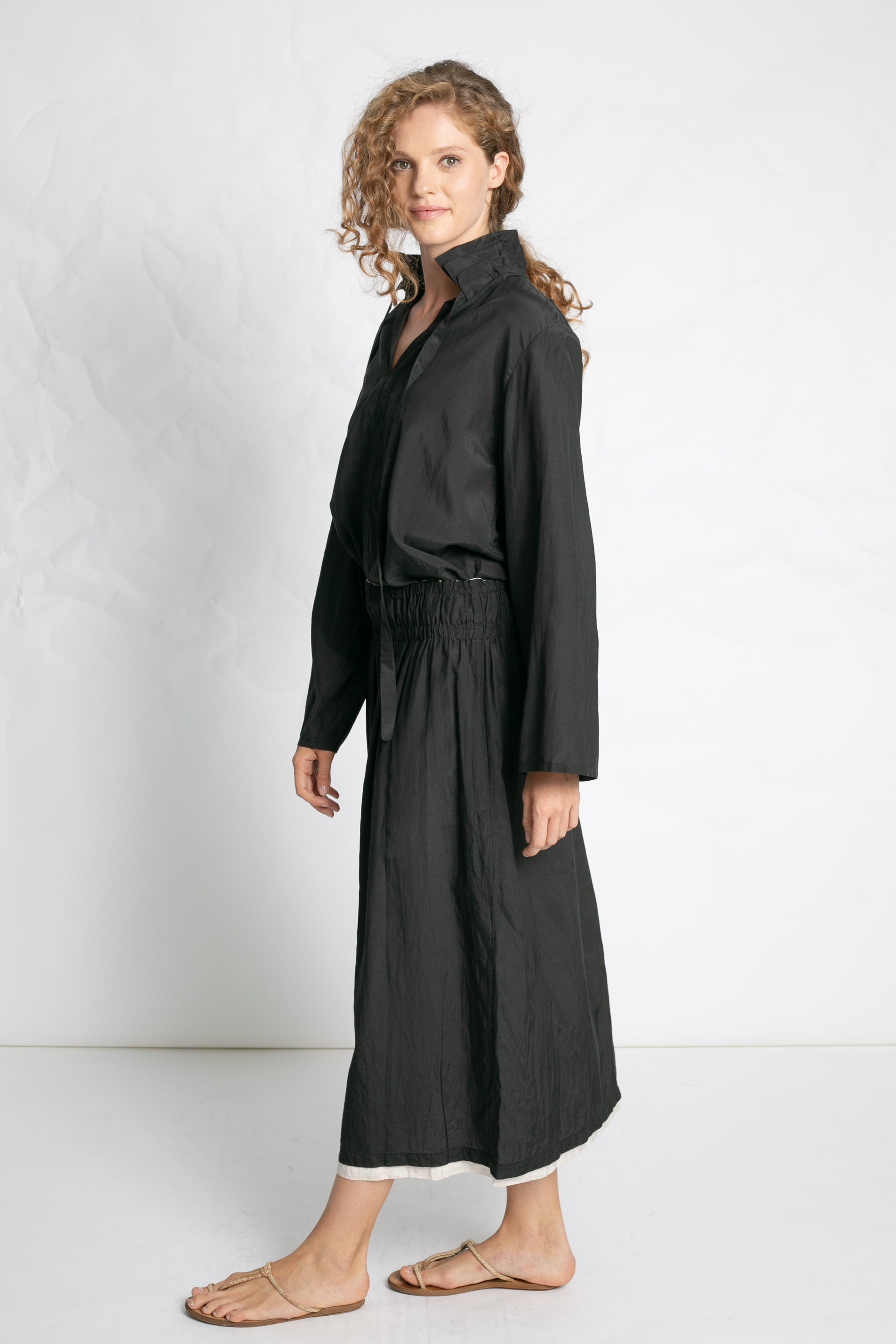 BLOUSES/SHIRTS/TOPS Light Cotton Bow Blouse in Black Les Filles d'Ailleurs