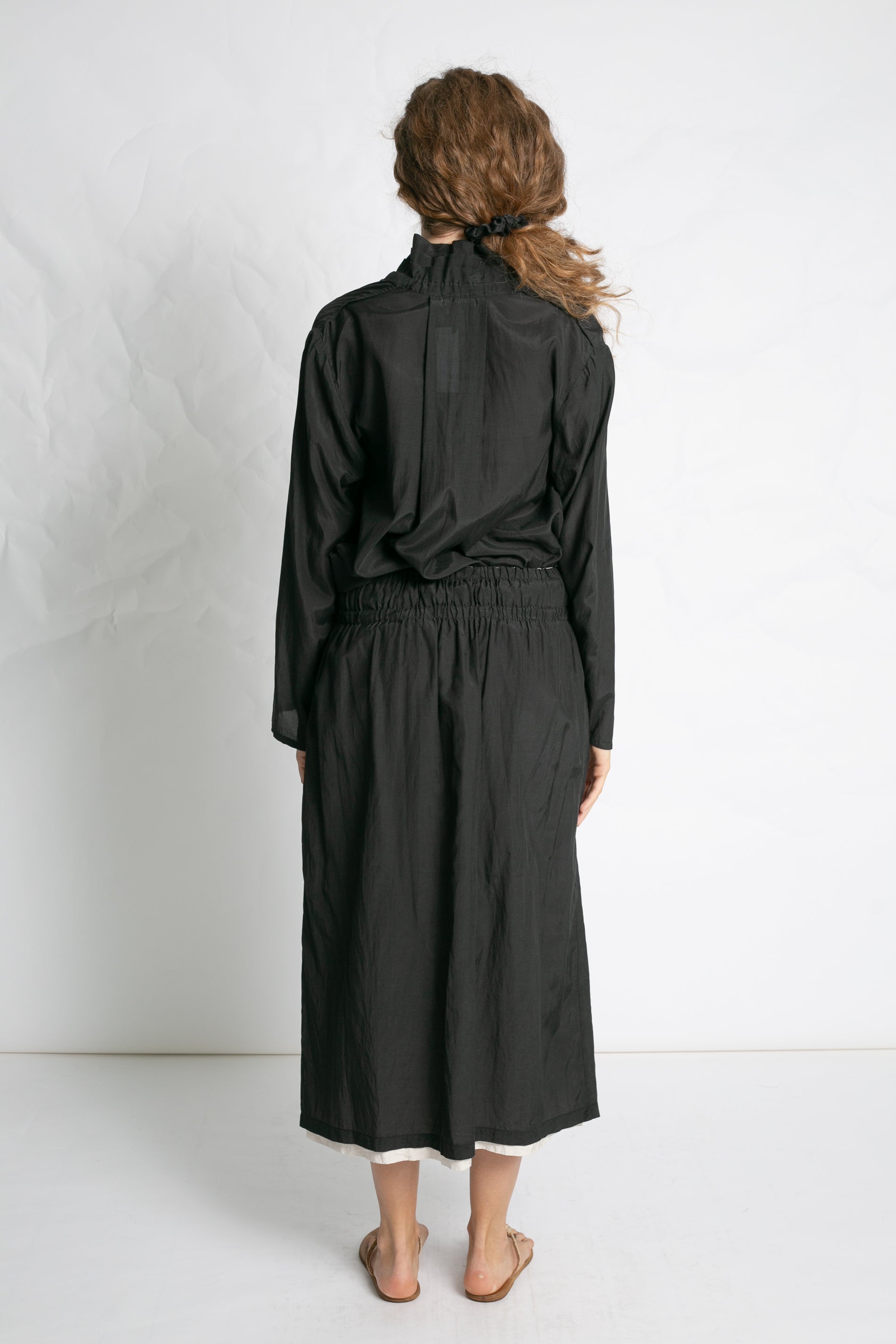 SKIRTS Double Layer Midi Skirt in Black & Beige Les Filles d'Ailleurs