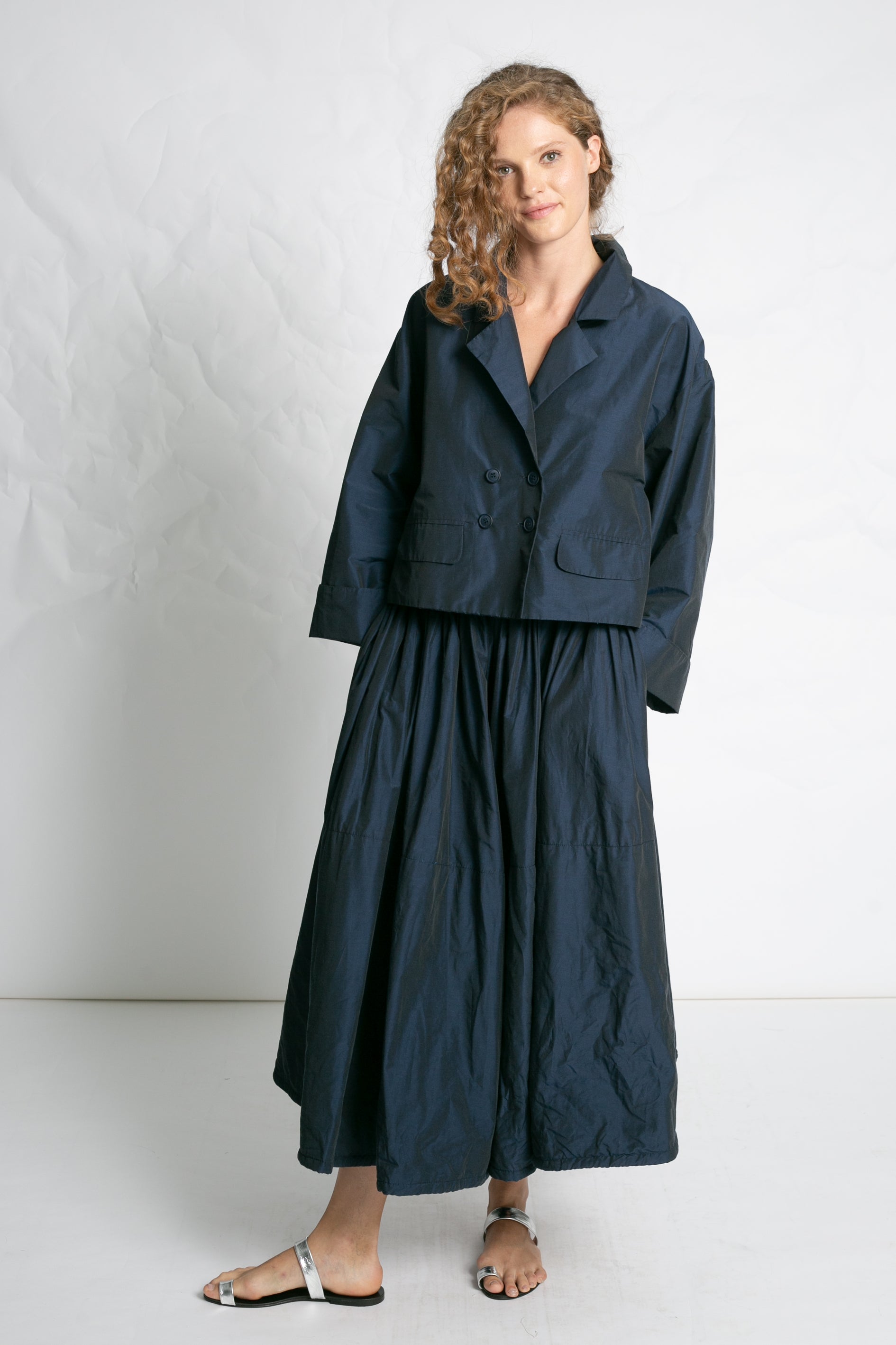 COATS/JACKET Cropped Double Breasted Jacket in Navy Les Filles d'Ailleurs