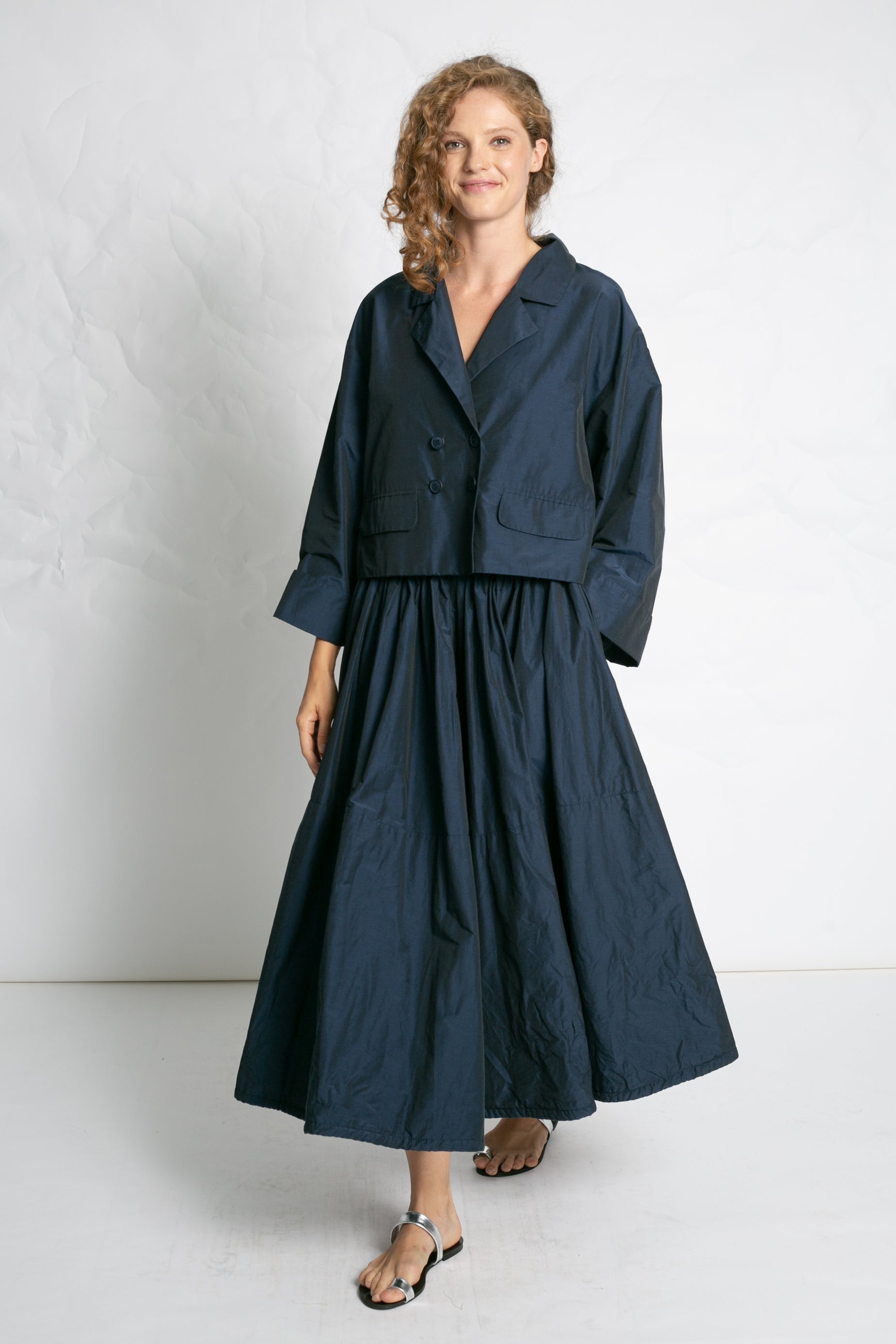 COATS/JACKET Cropped Double Breasted Jacket in Navy Les Filles d'Ailleurs