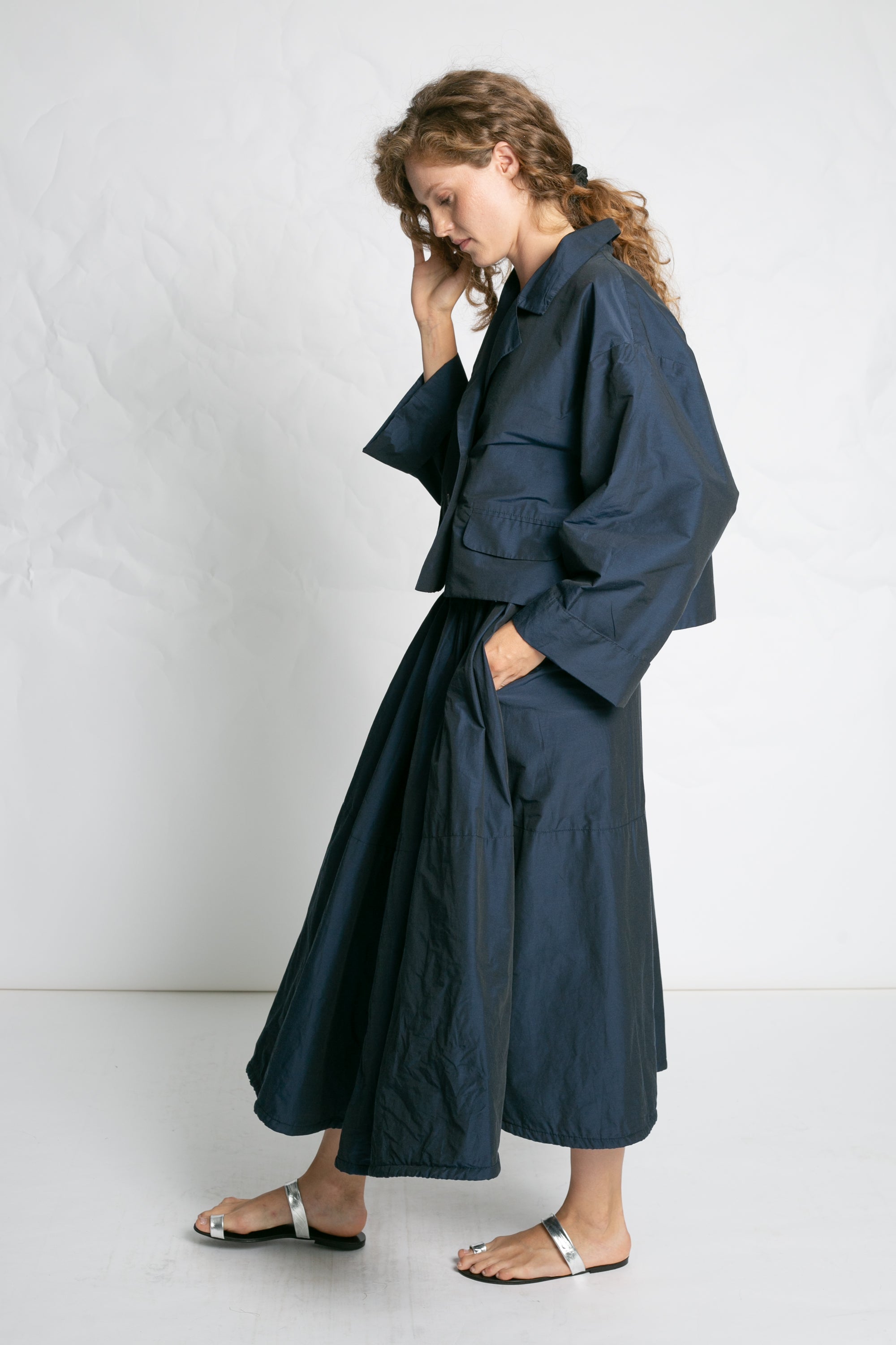 COATS/JACKET Cropped Double Breasted Jacket in Navy Les Filles d'Ailleurs