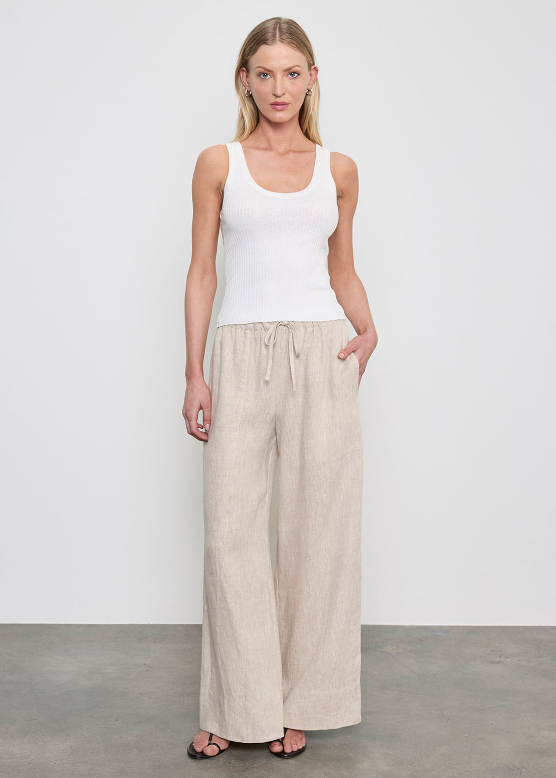 PANTS/SHORTS Linen Cropped Summer Pant in Jute Heather Enza Costa