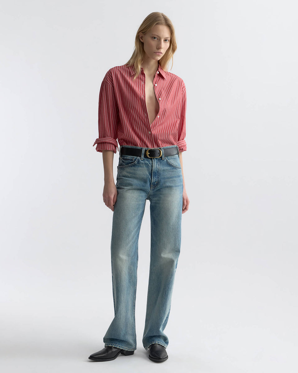 BLOUSES/SHIRTS/TOPS Yorke Shirt in Red & White Stripe Nili Lotan