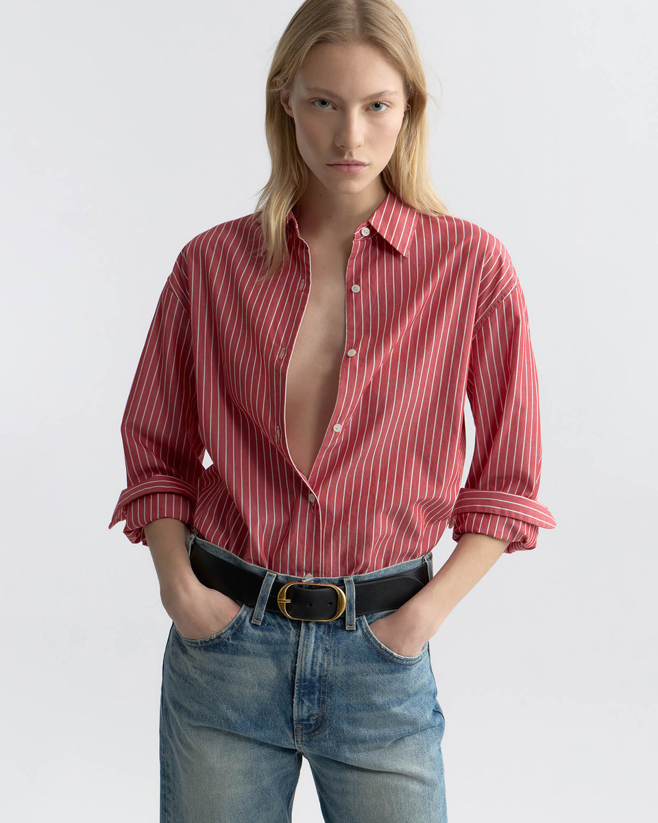 BLOUSES/SHIRTS/TOPS Yorke Shirt in Red & White Stripe Nili Lotan