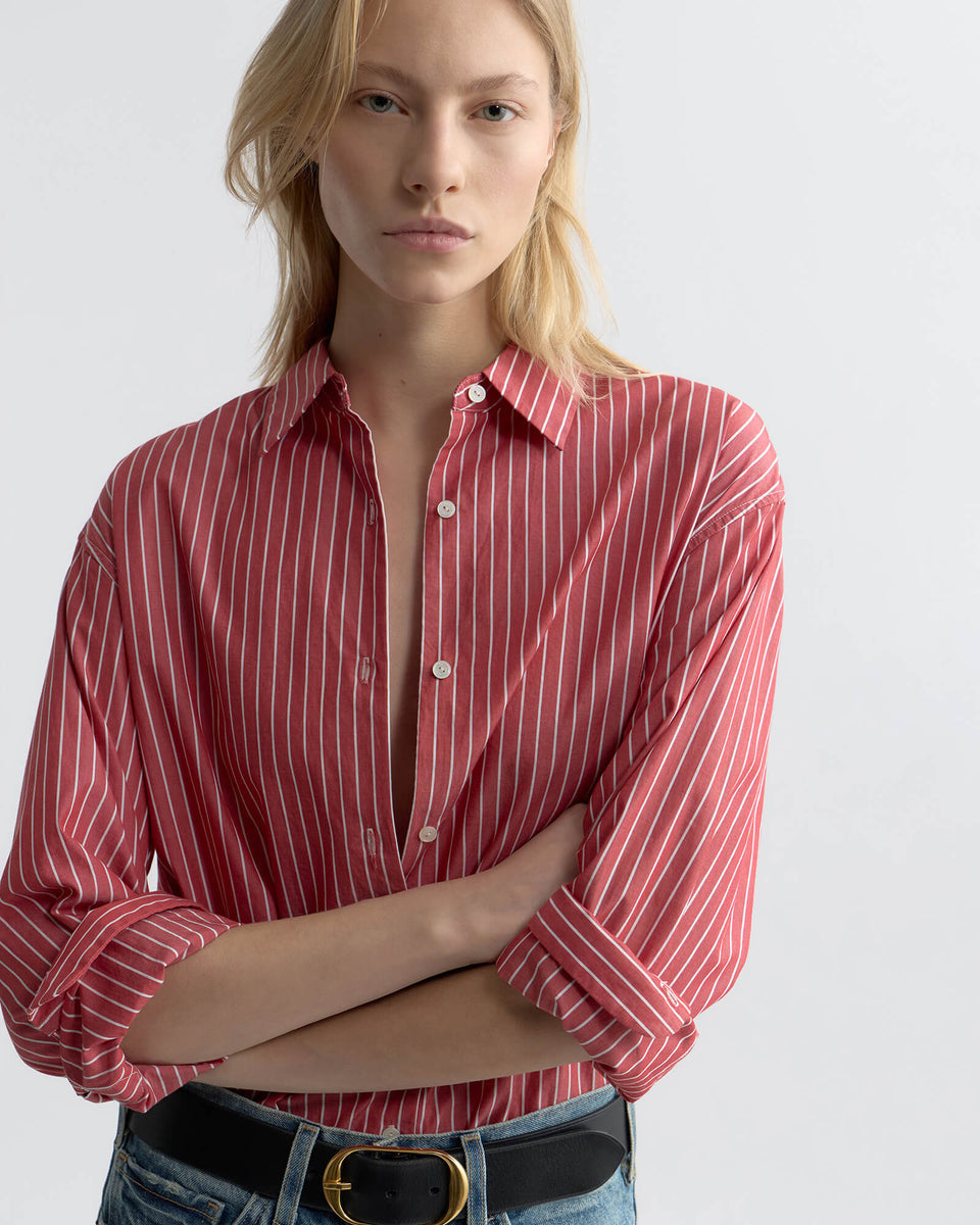 BLOUSES/SHIRTS/TOPS Yorke Shirt in Red & White Stripe Nili Lotan