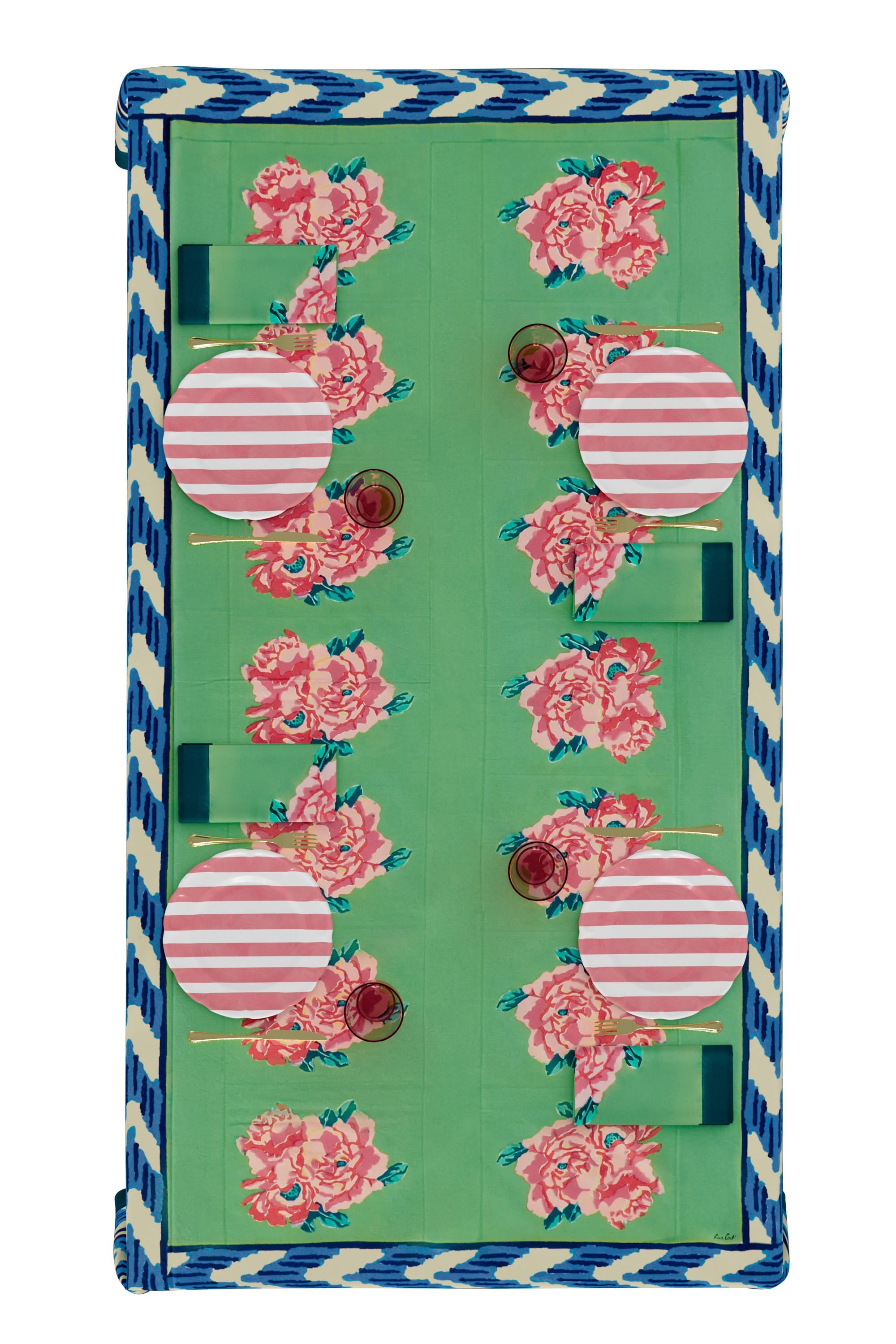 HOME DECOR Rectangle Tablecloth in Nina Rose Mint Lisa Corti