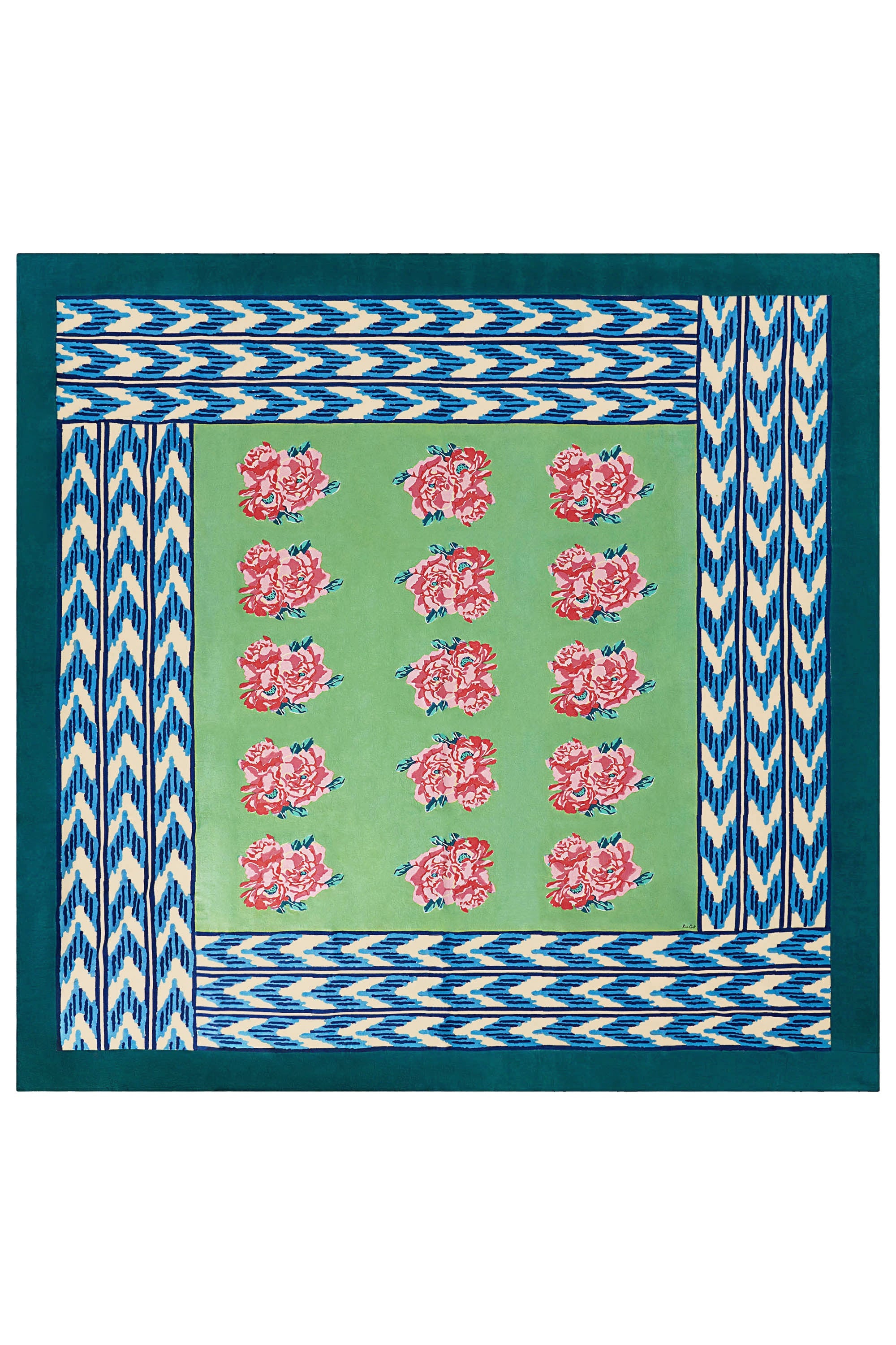 HOME DECOR Large Square Tablecloth in Nina Rose Mint Lisa Corti