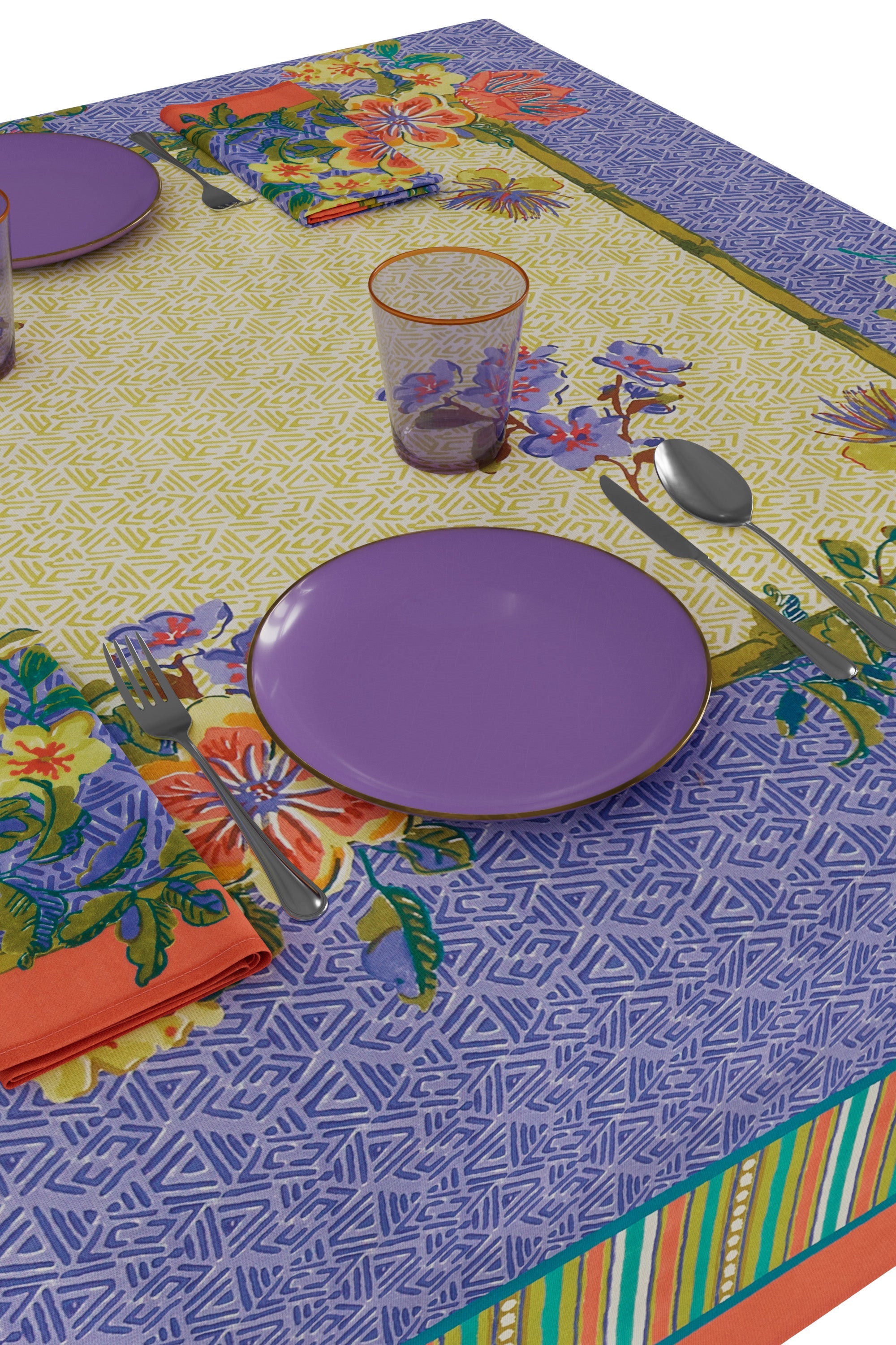 HOME DECOR Small Rectangular Tablecloth in Oriental Garden Chutney Pervinch Lisa Corti