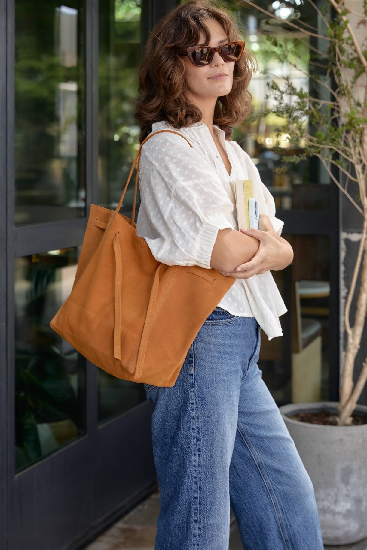 HANDBAGS Florence Tote in Honey Suede ORSYN