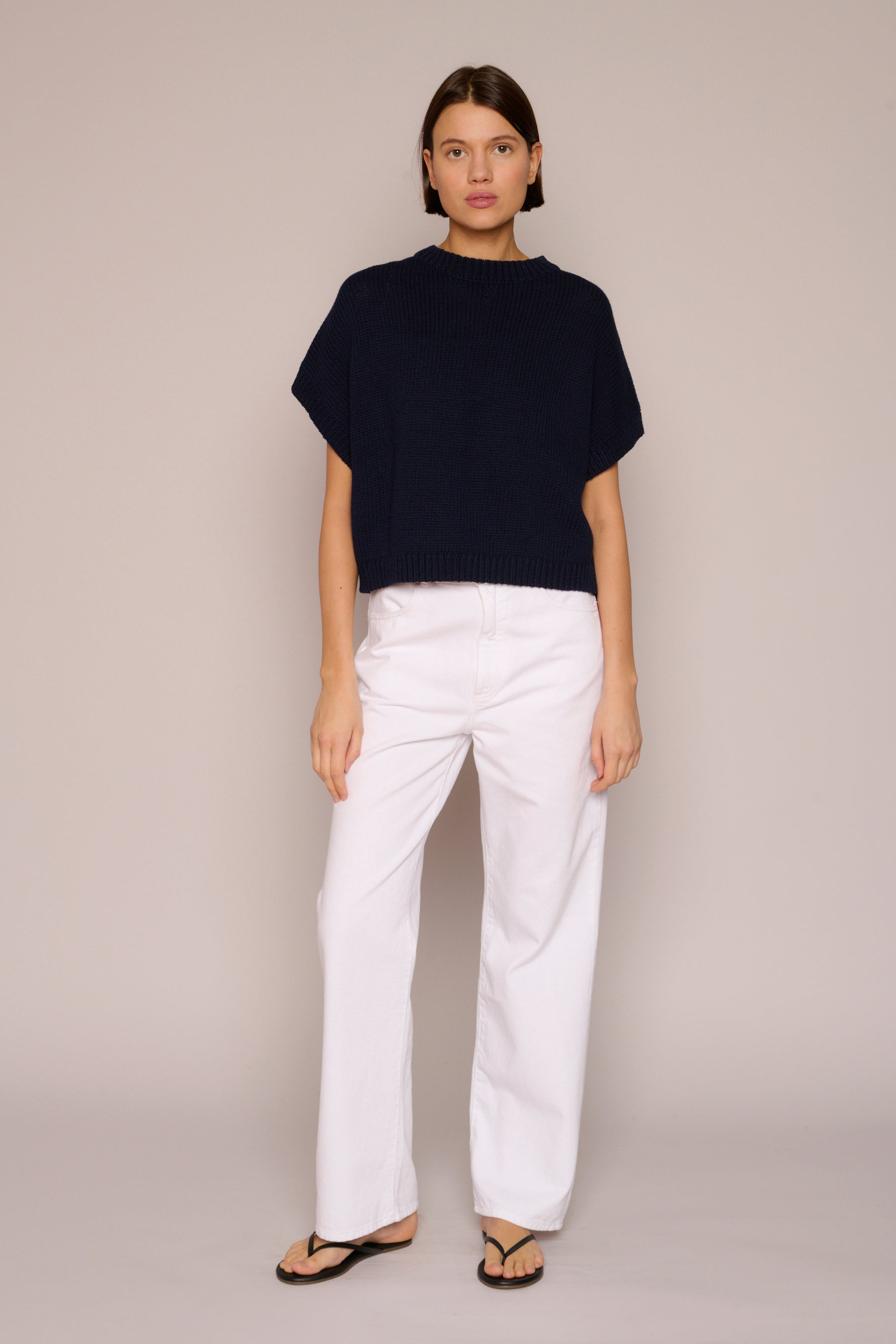 SWEATERS BOXY GILET MARINE BLUE Organic by John Patrick