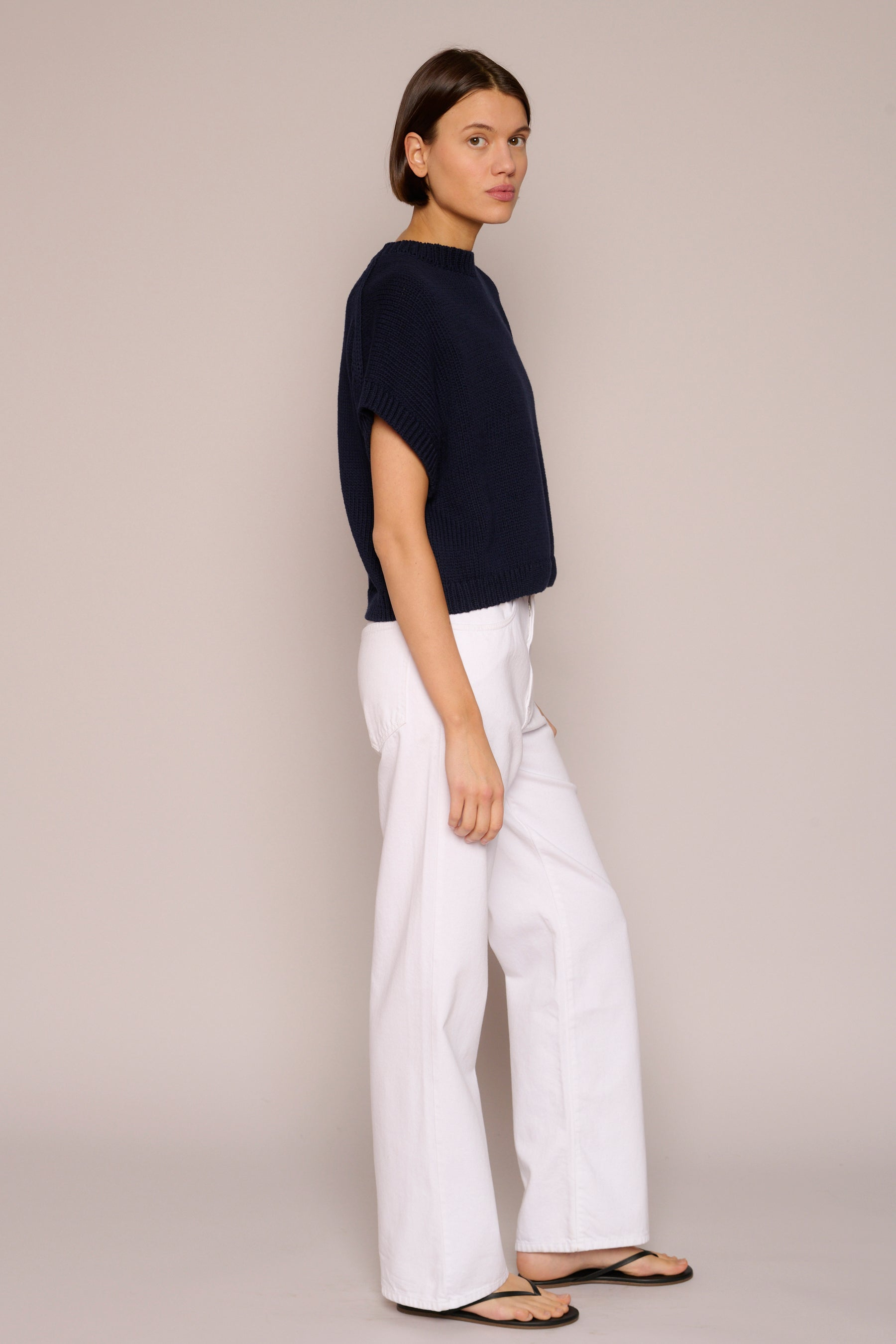 SWEATERS BOXY GILET MARINE BLUE Organic by John Patrick