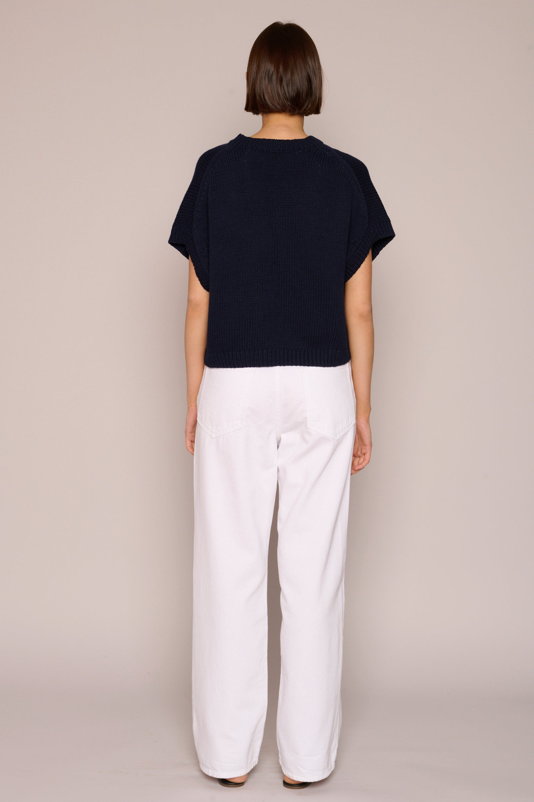 SWEATERS BOXY GILET MARINE BLUE Organic by John Patrick