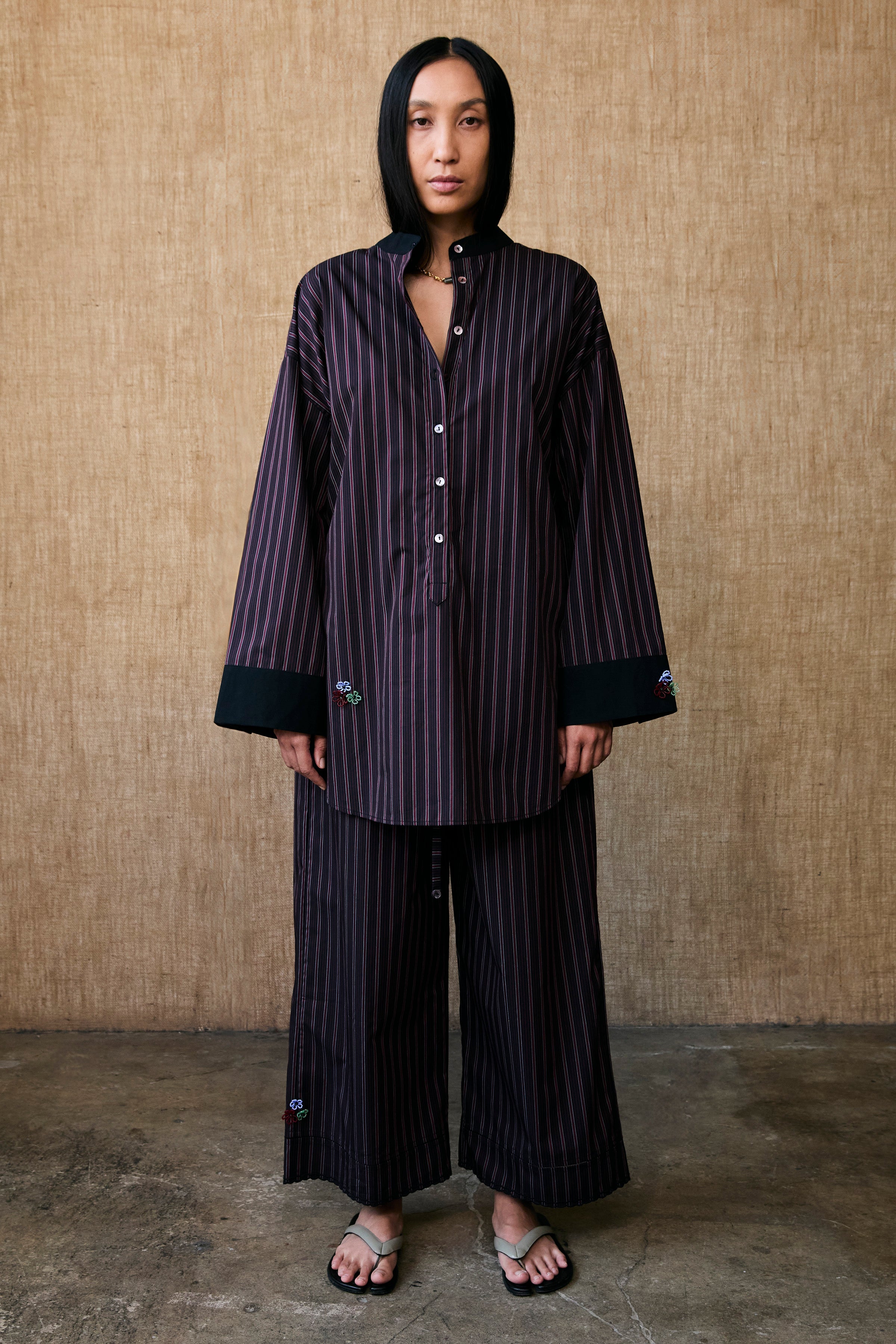 COATS/JACKET JACKET IN BLACK STRIPE Chan Luu