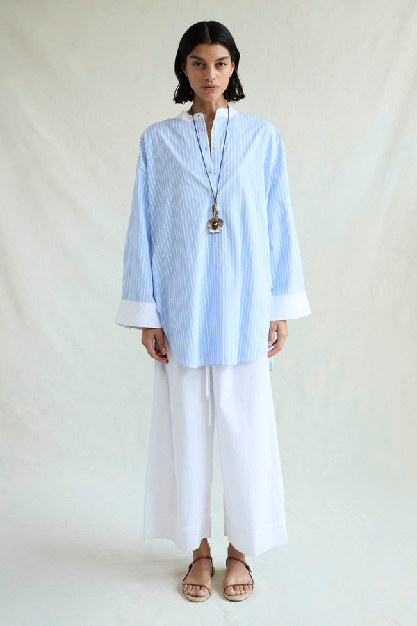 BLOUSES/SHIRTS/TOPS Oversized Button Down in Blue Stripe Chan Luu