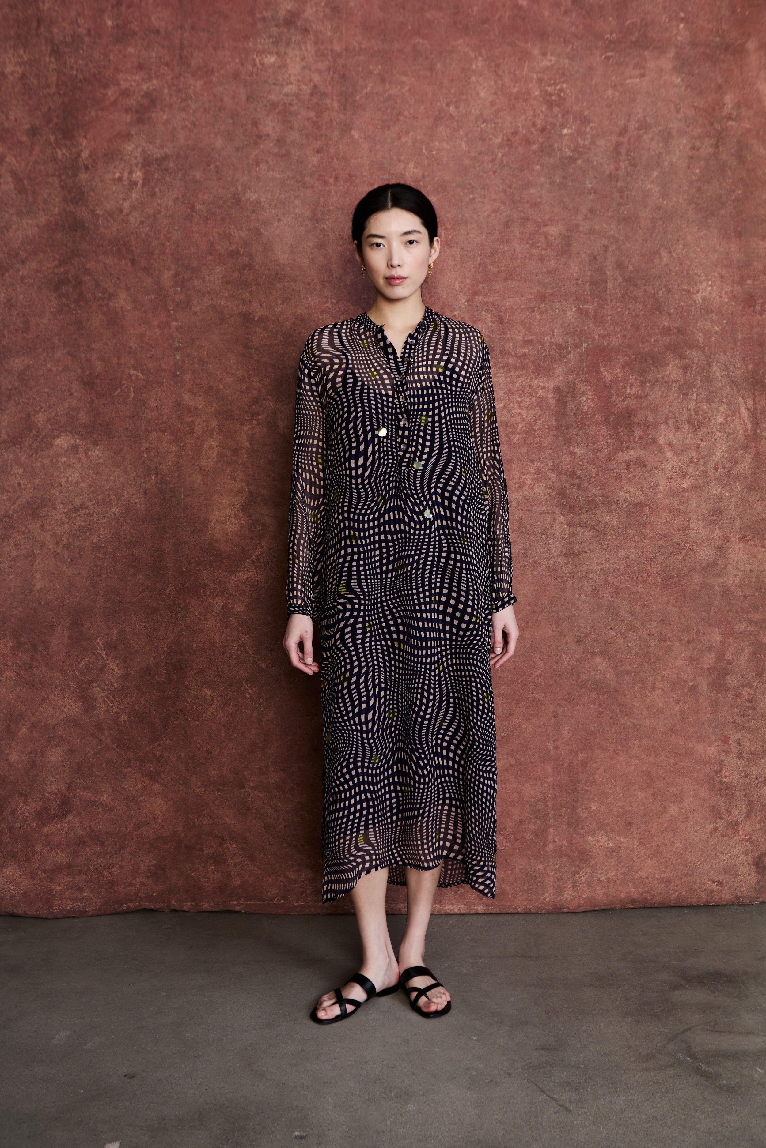 DRESSES/JUMPSUITS Louisa Silk Sequin Dress in Blue Cream Chan Luu