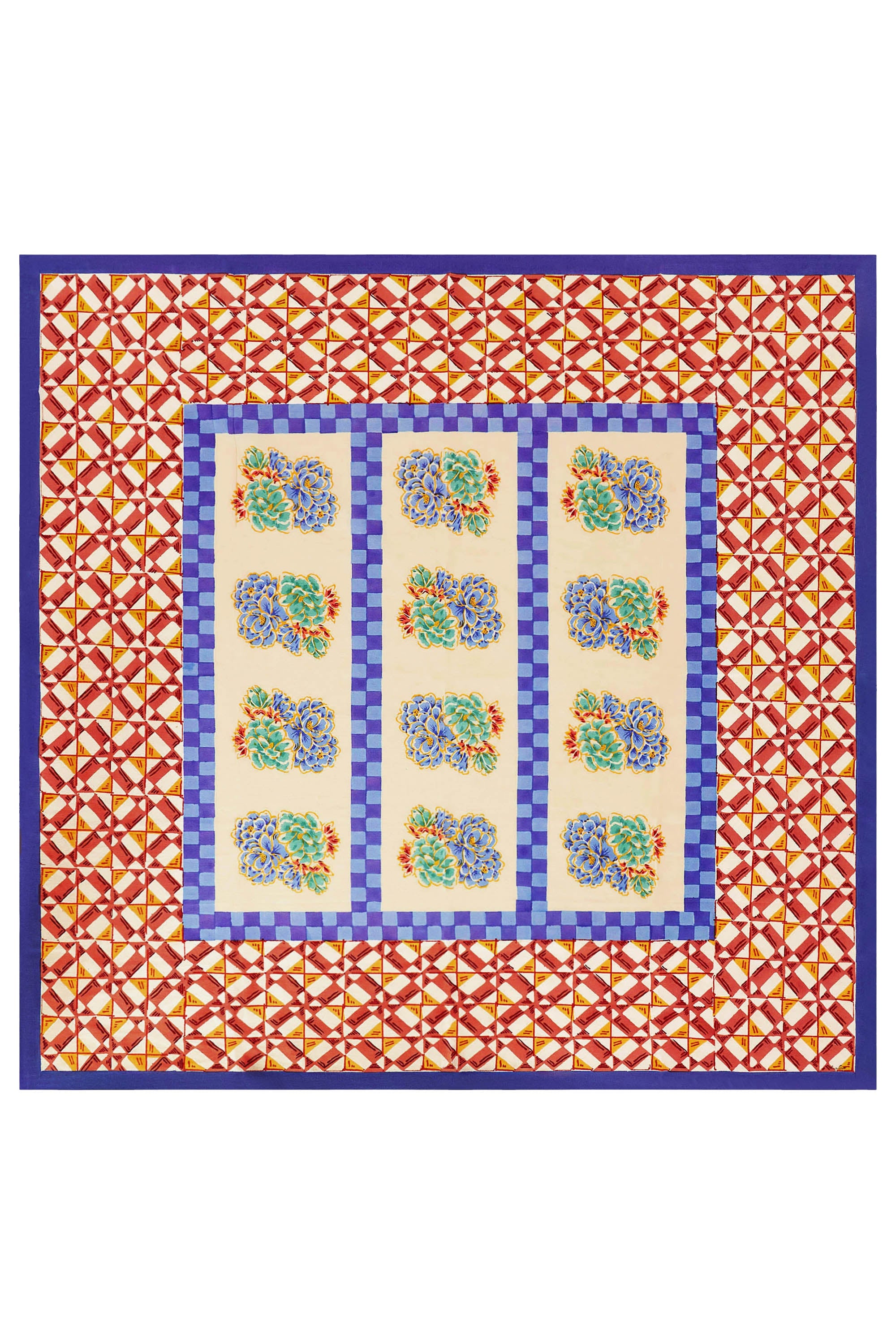 HOME DECOR Small Square Tablecloth in Positano Red Tiles Lisa Corti