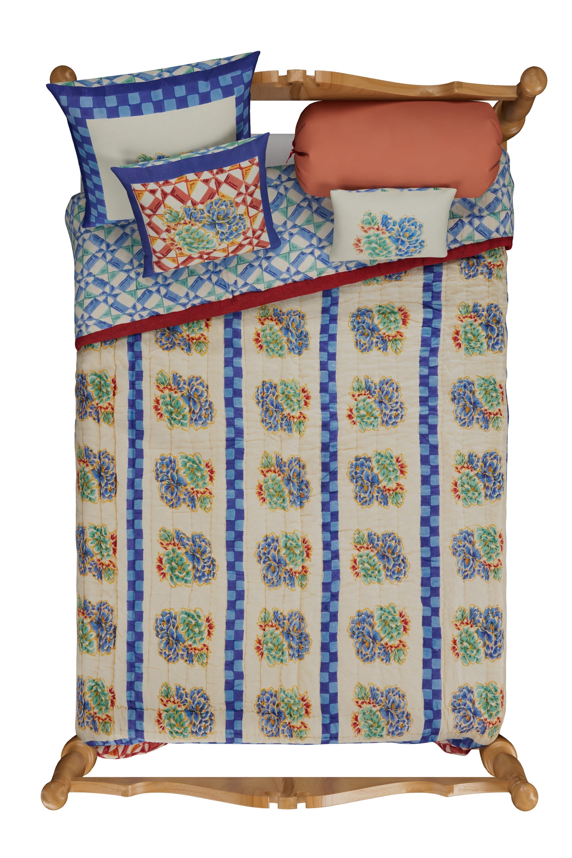 HOME DECOR Reversible Quilt in Positano Red Tiles Lisa Corti