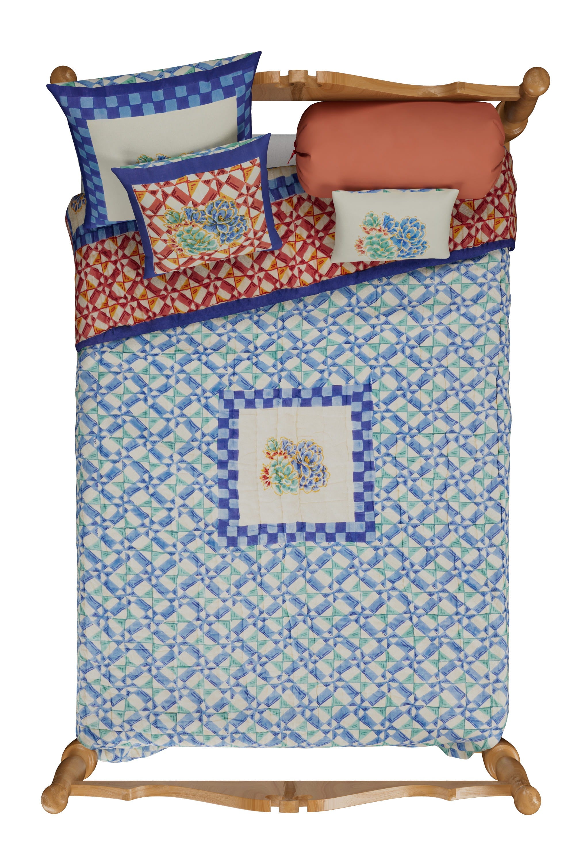 HOME DECOR Reversible Quilt in Positano Red Tiles Lisa Corti