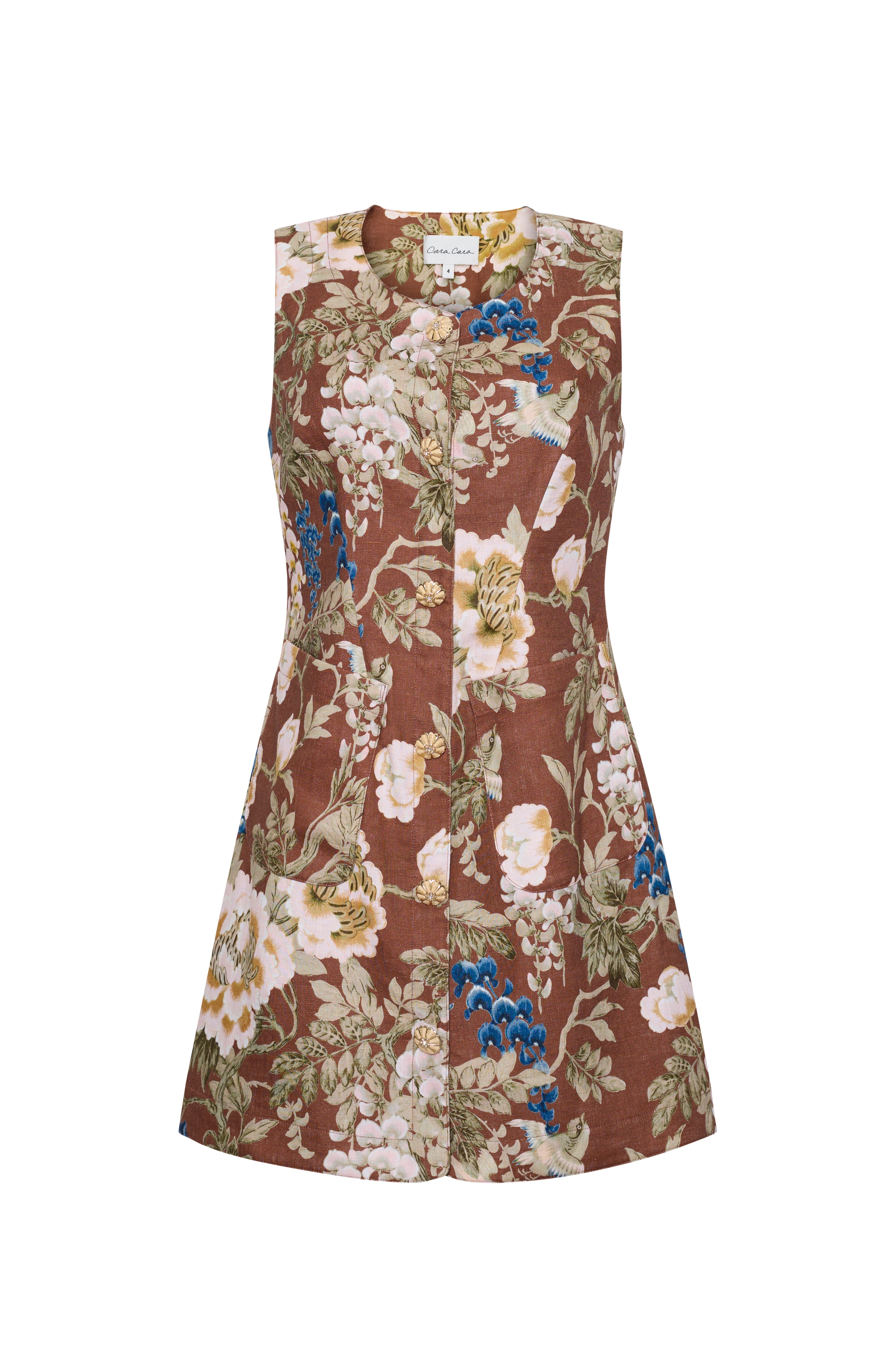 DRESSES/JUMPSUITS Rhapsody Dress in Flora Meadow Brown Cara Cara