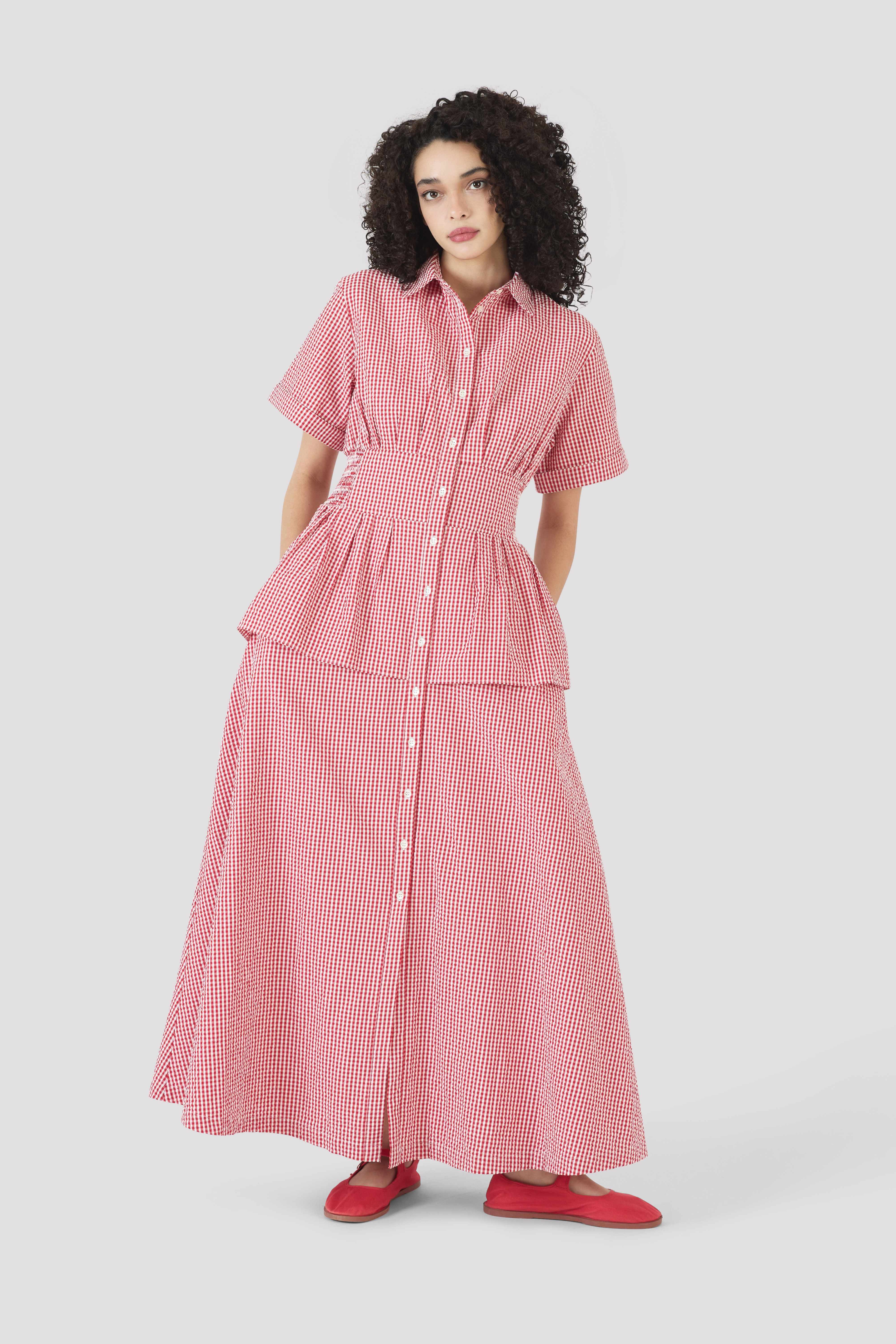 DRESSES/JUMPSUITS Boogie Woogie Bugle Boy Dress in Red Gingham Rosie Assoulin
