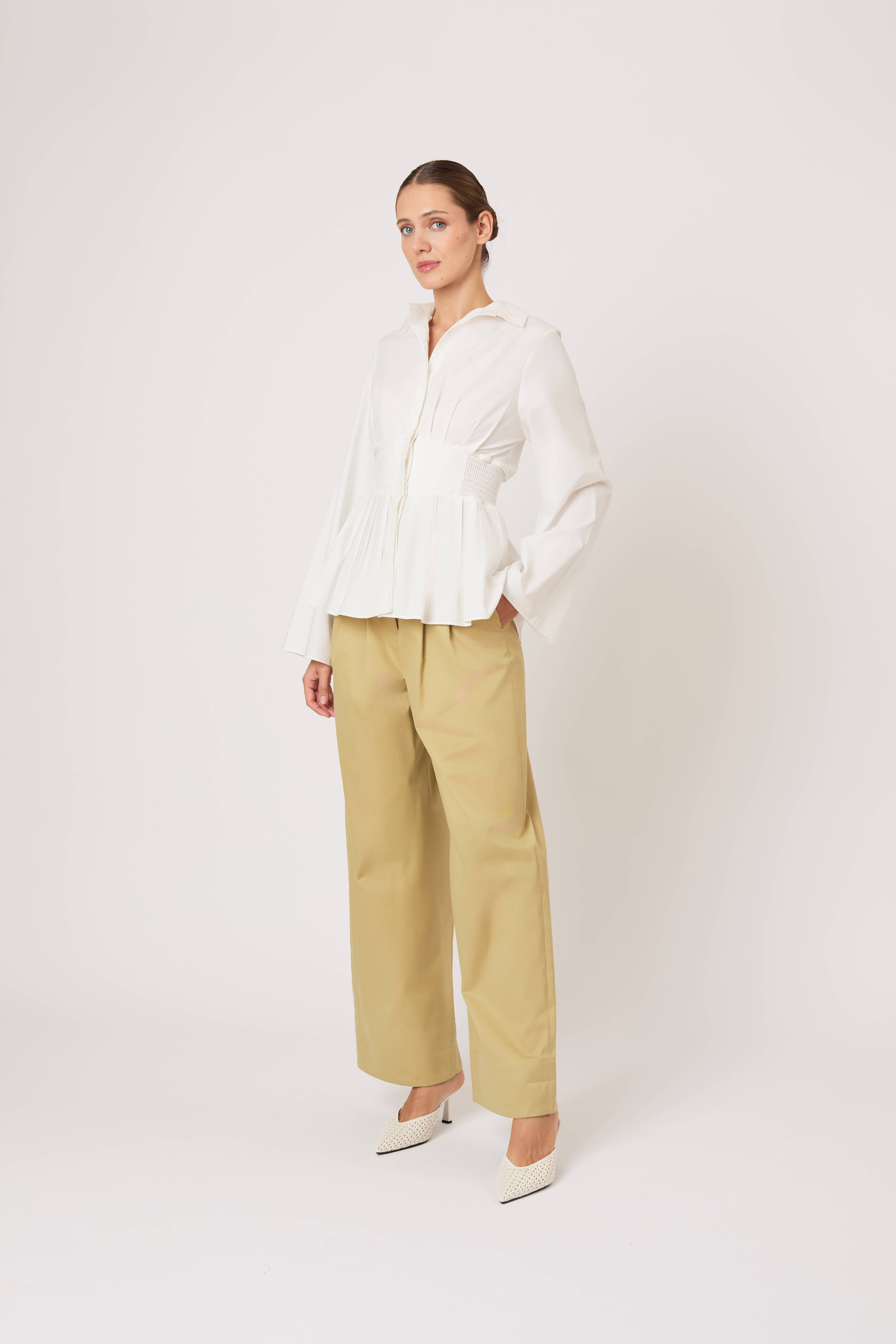 BLOUSES/SHIRTS/TOPS Boogie Woogie Bugle Boy Top in White Rosie Assoulin