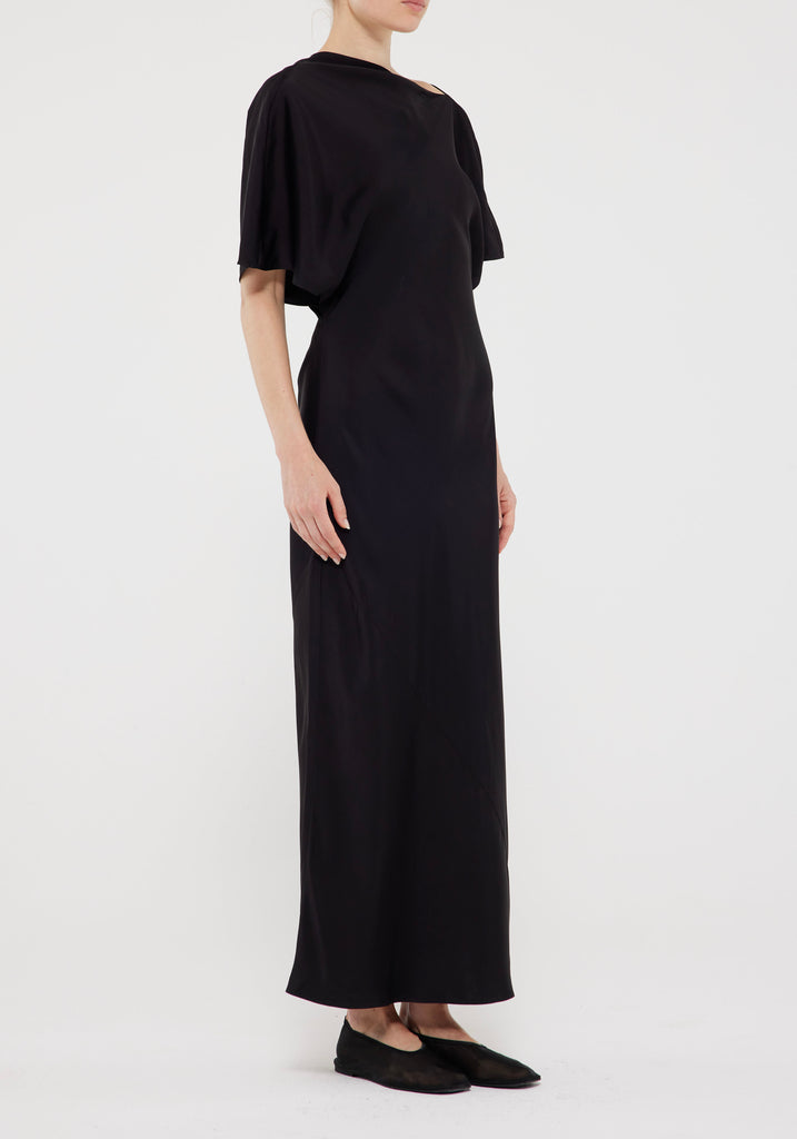 DRESSES/JUMPSUITS Fluid Satin Dress in Noir Rohe