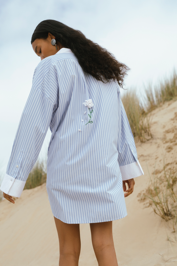 BLOUSES/SHIRTS/TOPS Oversized Button Down in Blue Stripe Chan Luu