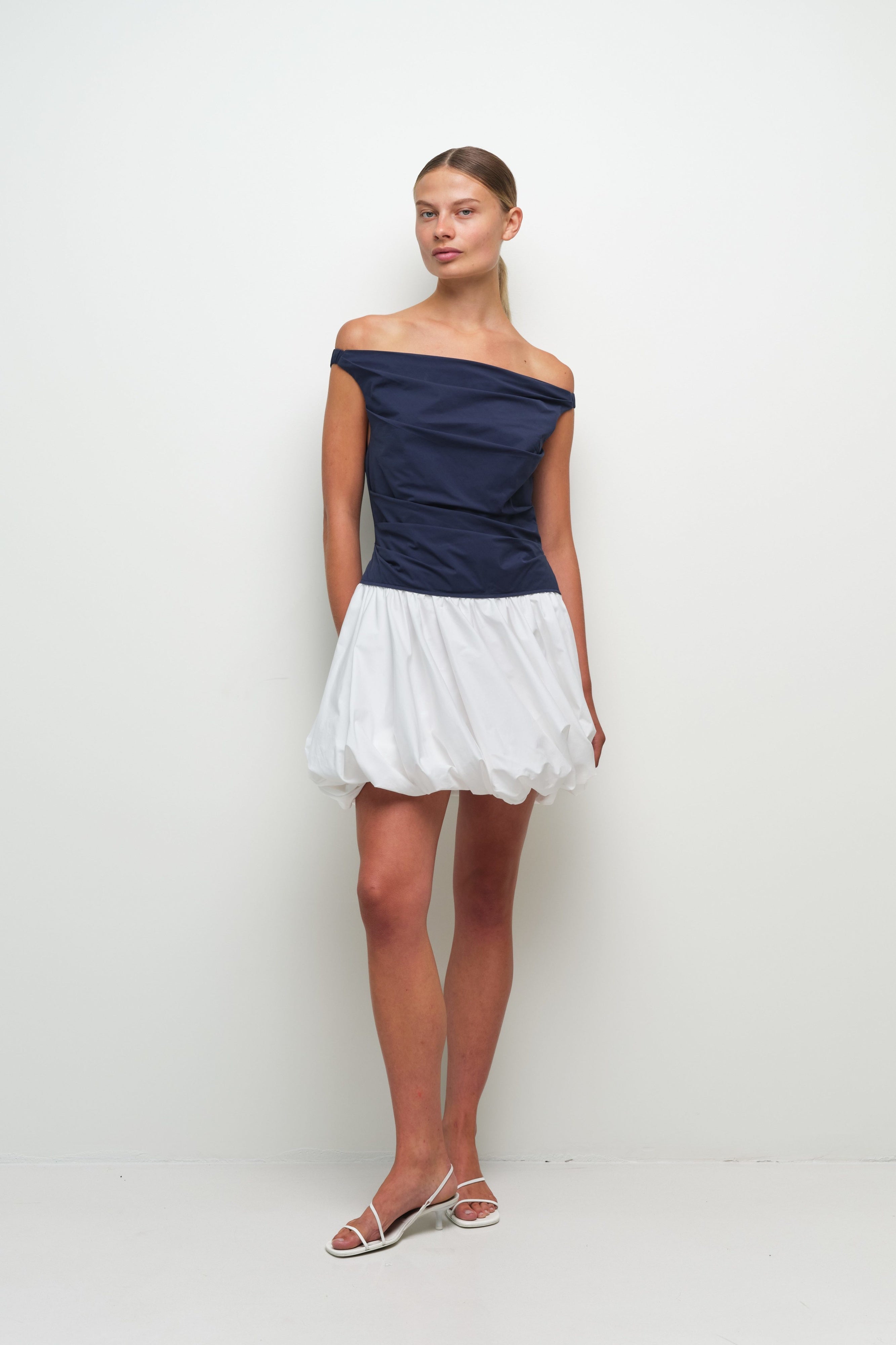 DRESSES/JUMPSUITS Salina Cotton Bubble Mini Dress in Midnight Simkhai