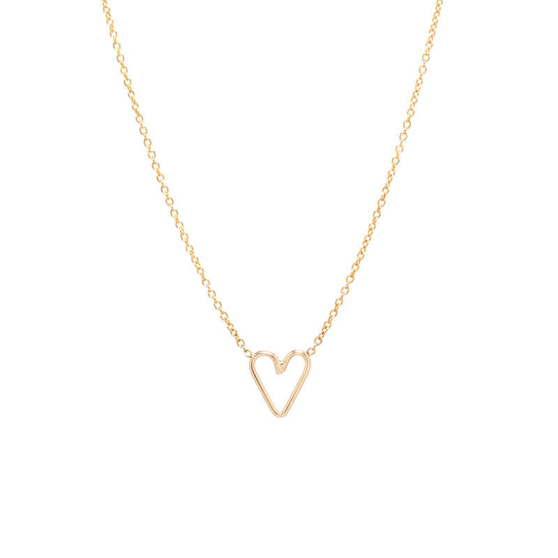 JEWELRY Small Open Heart Necklace in Yellow Gold Zoe Chicco