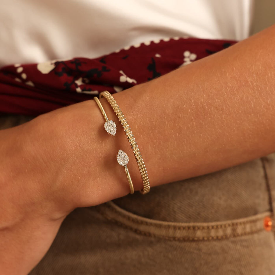 JEWELRY Samantha Lynn Teardrop Flexi Cuff in Yellow Gold Dana Rebecca
