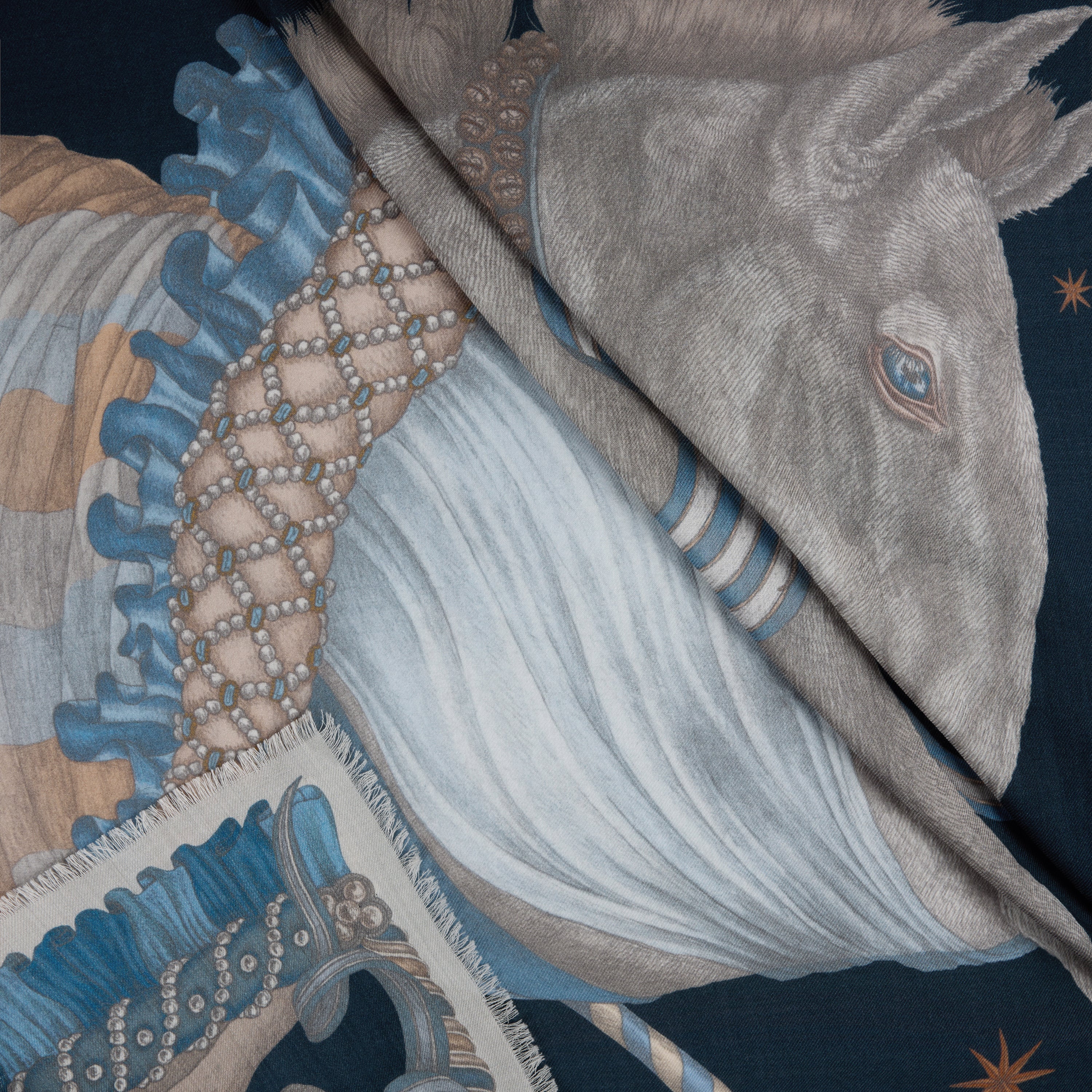 ACCESSORIES Celestial Steed Wool/Silk Scarf in Mercury & Moonstone Sabina Savage