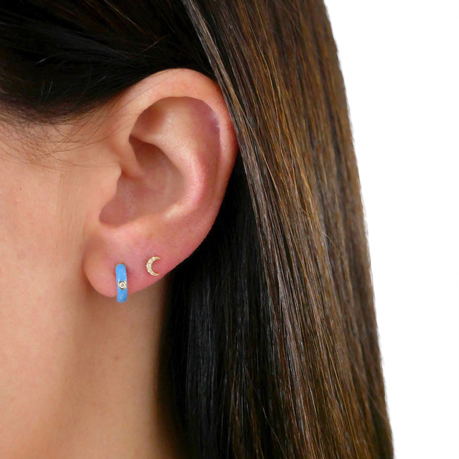 JEWELRY TS - 14K SINGLE BABY DIAMOND MOON STUD EARRING EF Collection