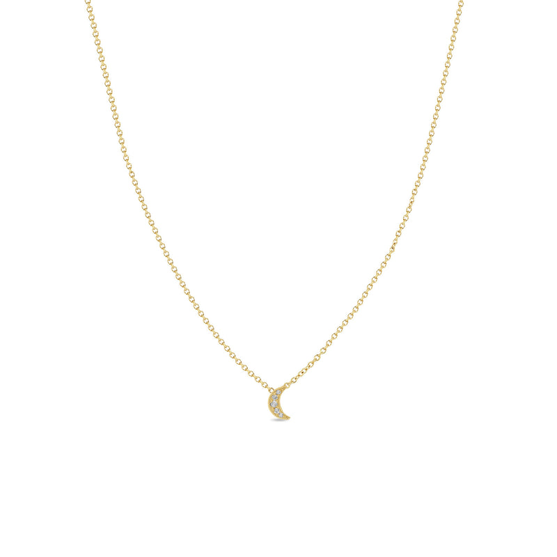 JEWELRY Itty Bitty Diamond Crescent Moon Necklace in Yellow Gold Serafina