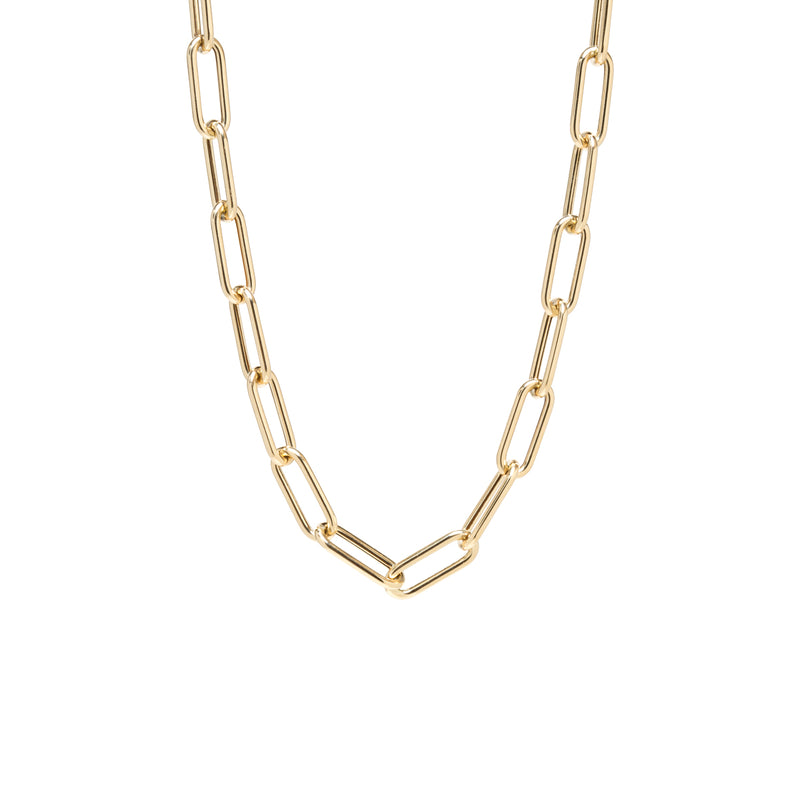 JEWELRY Paperclip Chain Necklace in Yellow Gold Zoe Chicco