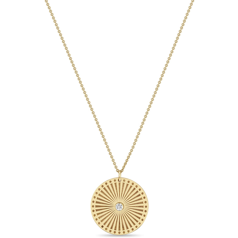 JEWELRY Large Sunbeam Madallion Necklace in Yellow Gold Zoe Chicco