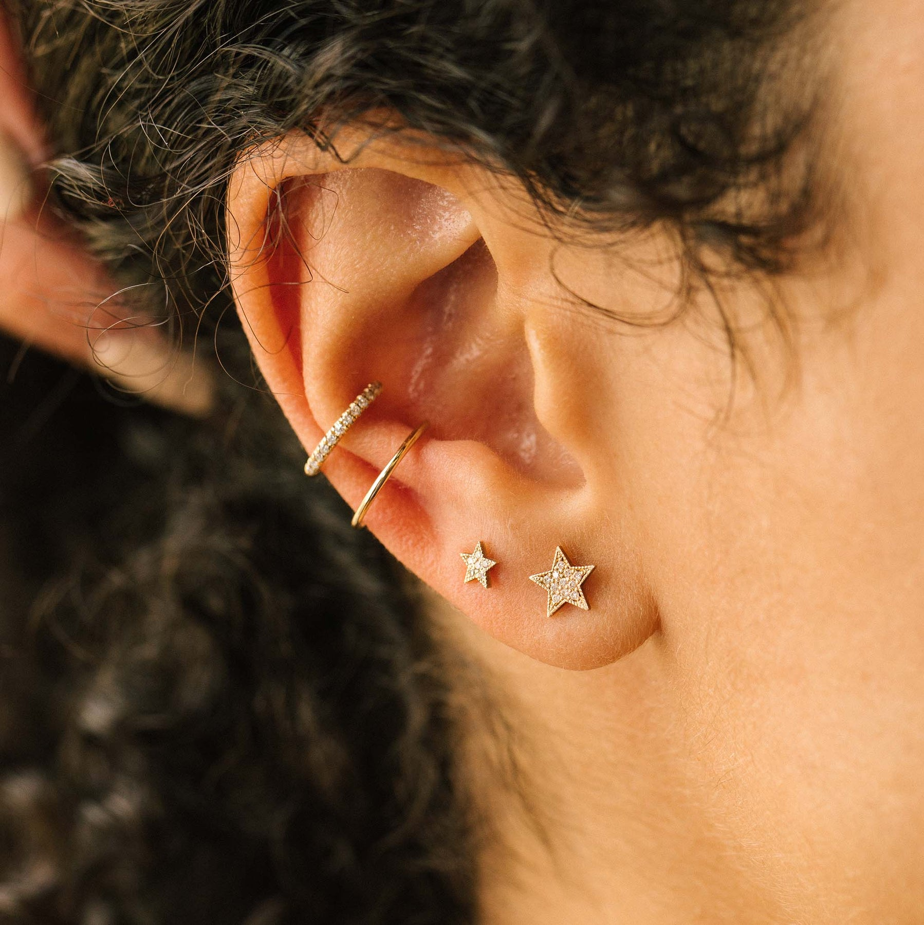 JEWELRY Itty Bitty Diamond Star Stud in Yellow Gold Zoe Chicco