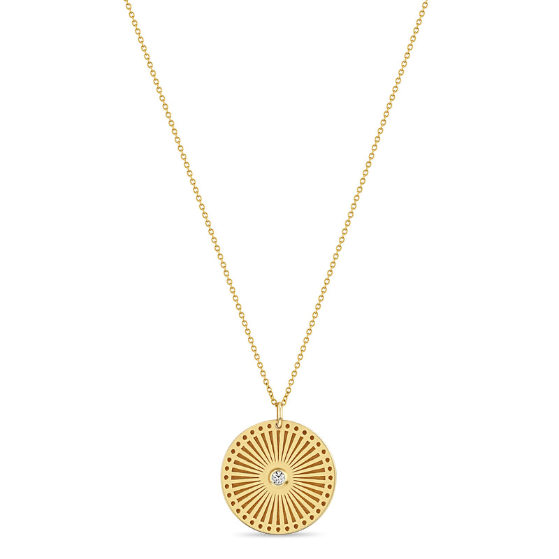 JEWELRY Medium Sunbeam Medallion Necklace in Yellow Gold Zoe Chicco