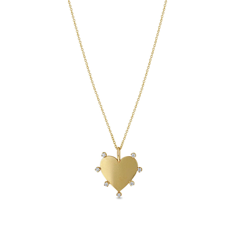 7 Diamond Heart Necklace in Yellow Gold – Serafina