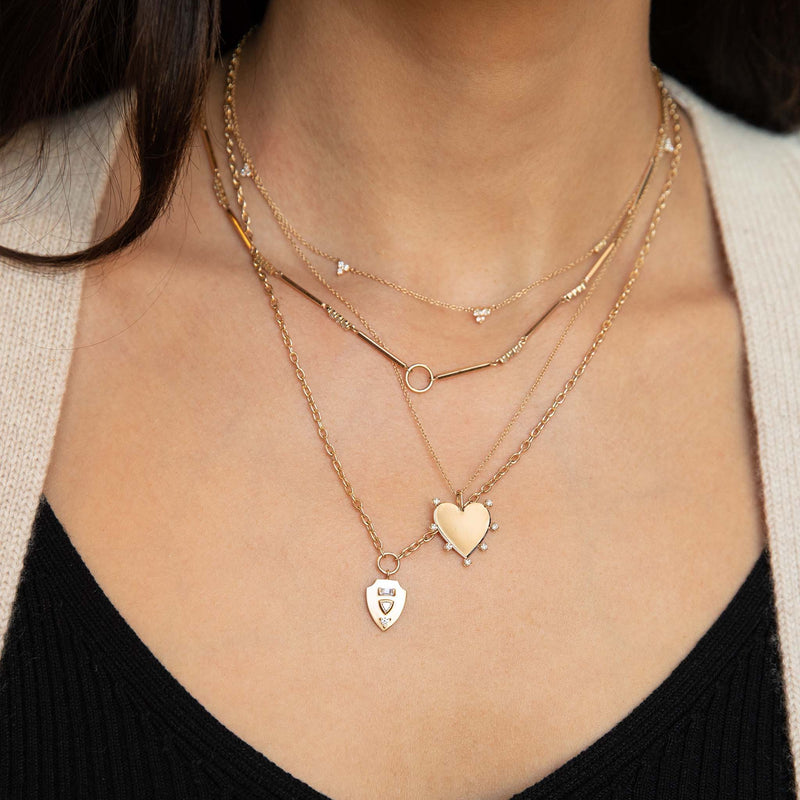 JEWELRY 7 Diamond Heart Necklace in Yellow Gold Zoe Chicco