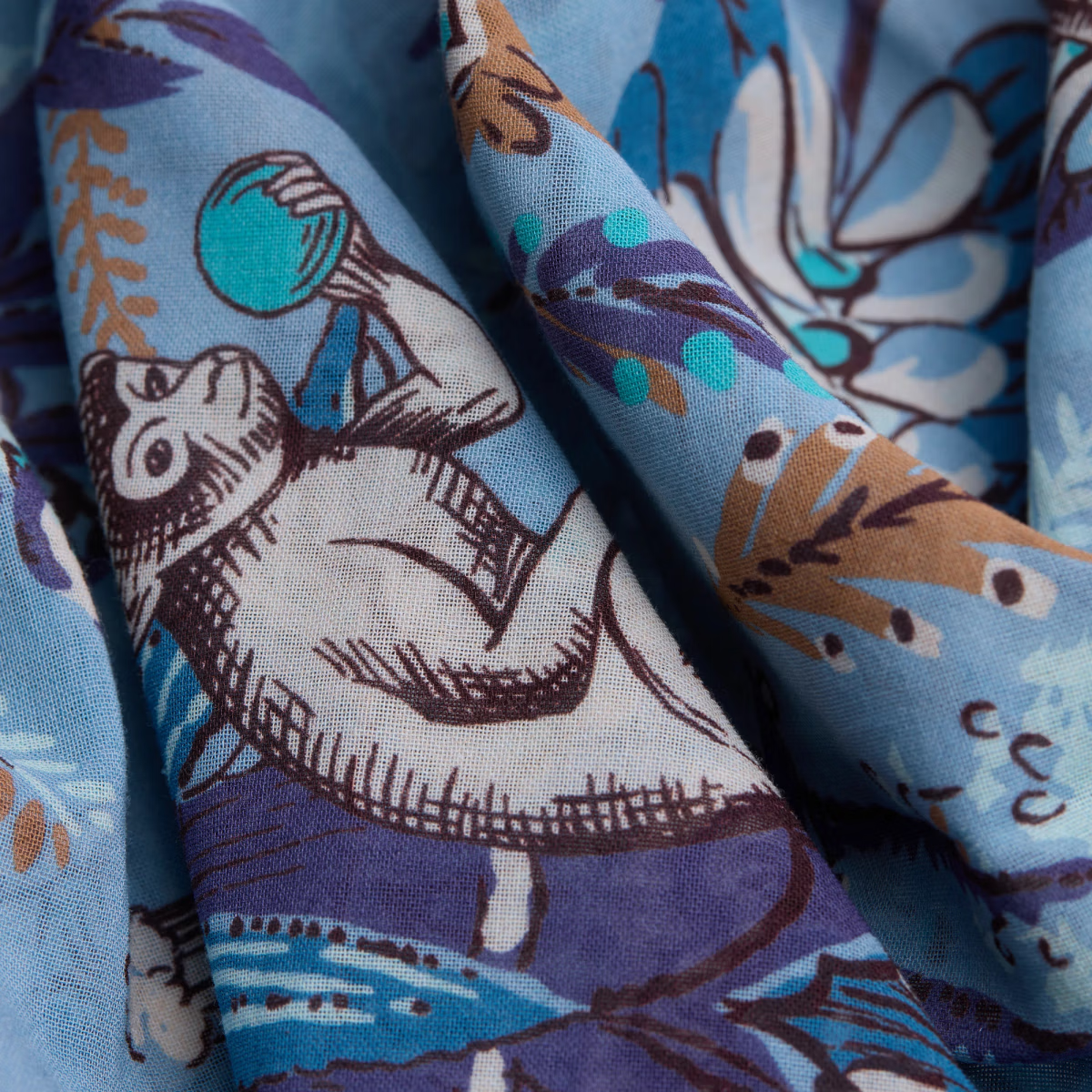 ACCESSORIES Pagode Square Scarf in Denim Inoui Editions