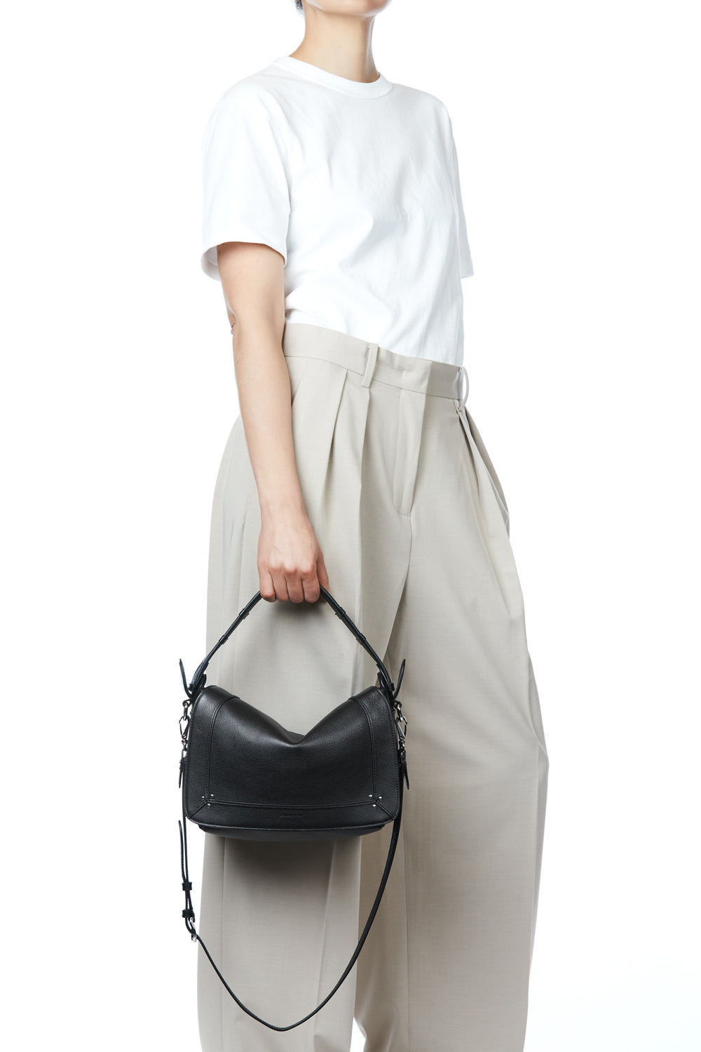 HANDBAGS Medium Pepito Handbag in Noir Silver Buffalo Jerome Dreyfuss