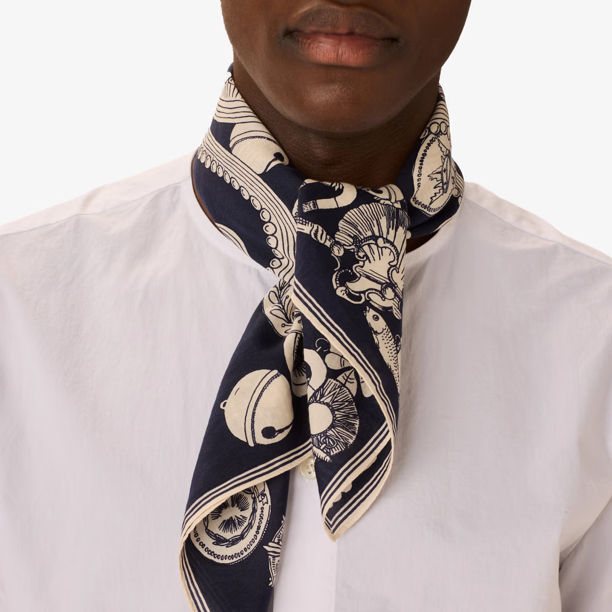 ACCESSORIES Octopus Square Scarf in Navy Inoui Editions