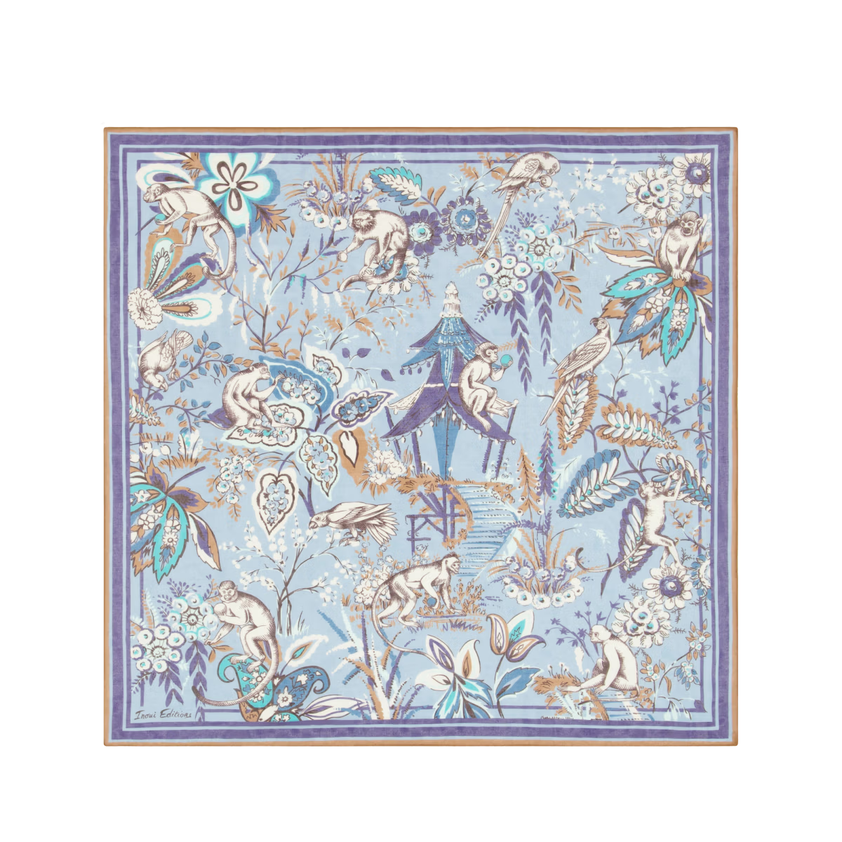 ACCESSORIES Pagode Square Scarf in Denim Inoui Editions