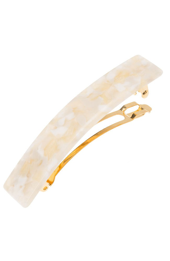 ACCESSORIES Classic Rectangle Barrette in Pavlova White The Finest Accessories