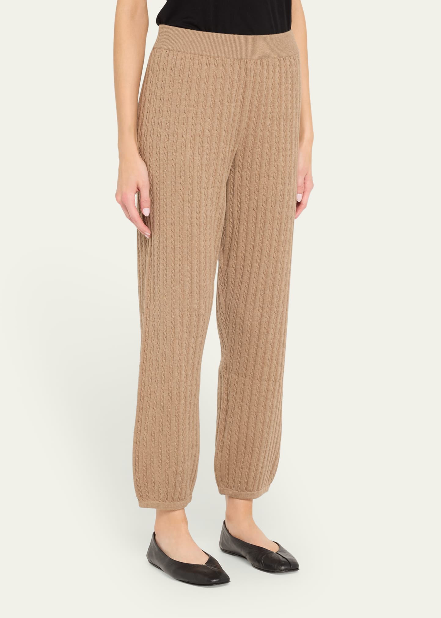 LOUNGE Georgia Cable Joggers in Light Camel Simkhai