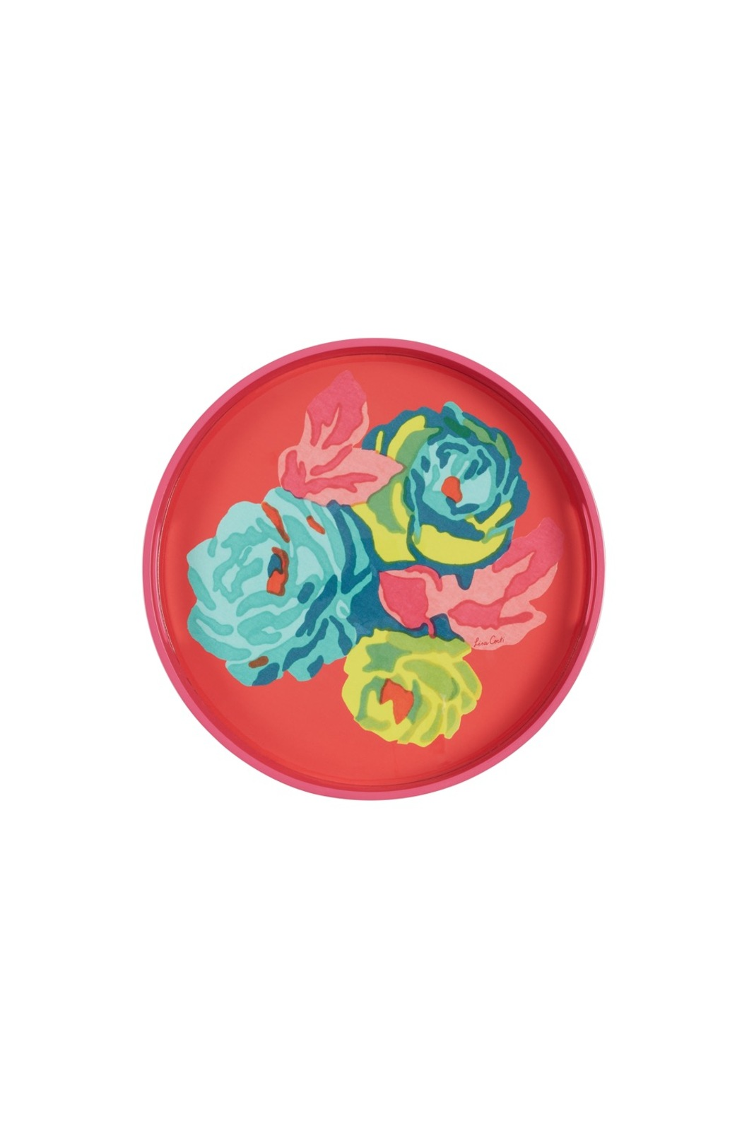 HOME ACCESSORIES Round Nizam Tray in Geranium Lisa Corti