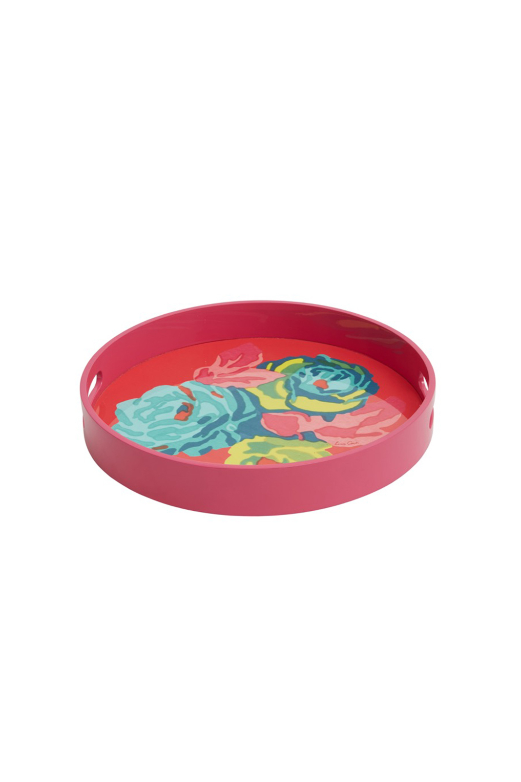 HOME ACCESSORIES Round Nizam Tray in Geranium Lisa Corti